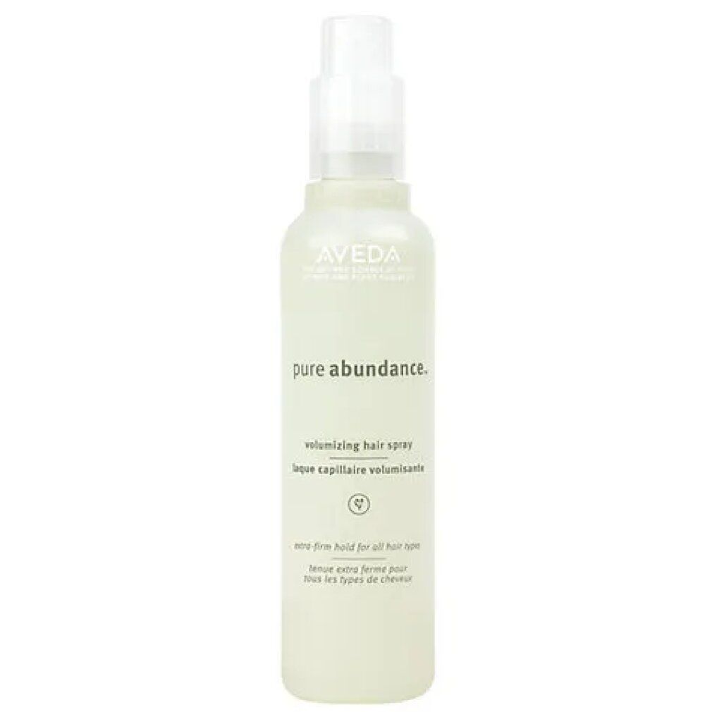 Aveda Pure Abundance Spray. Flacone con vaporizzatore. Scritta: Pure Abundance, Volumizing Hair Spray.