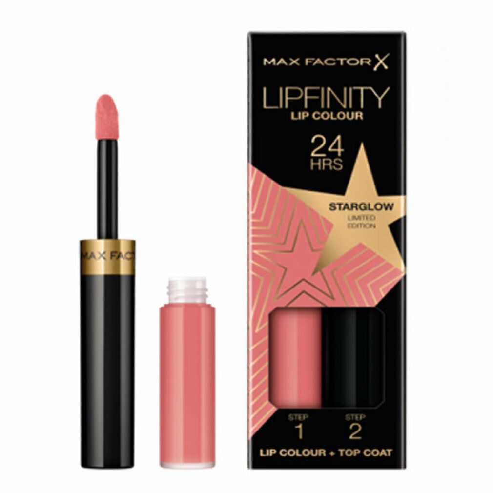 Set rossetto con confezione nera. Include Lipfinity Lip Colour e Top Coat. Starglow Limited Edition. Scritta dorata.