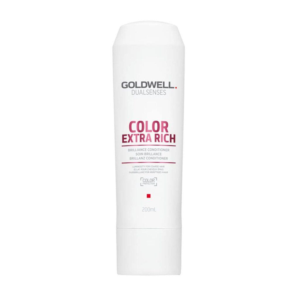 Tubo bianco Goldwell Dualsenses Color Extra Rich Brilliance Conditioner. Testo rosa e nero. 200ml.