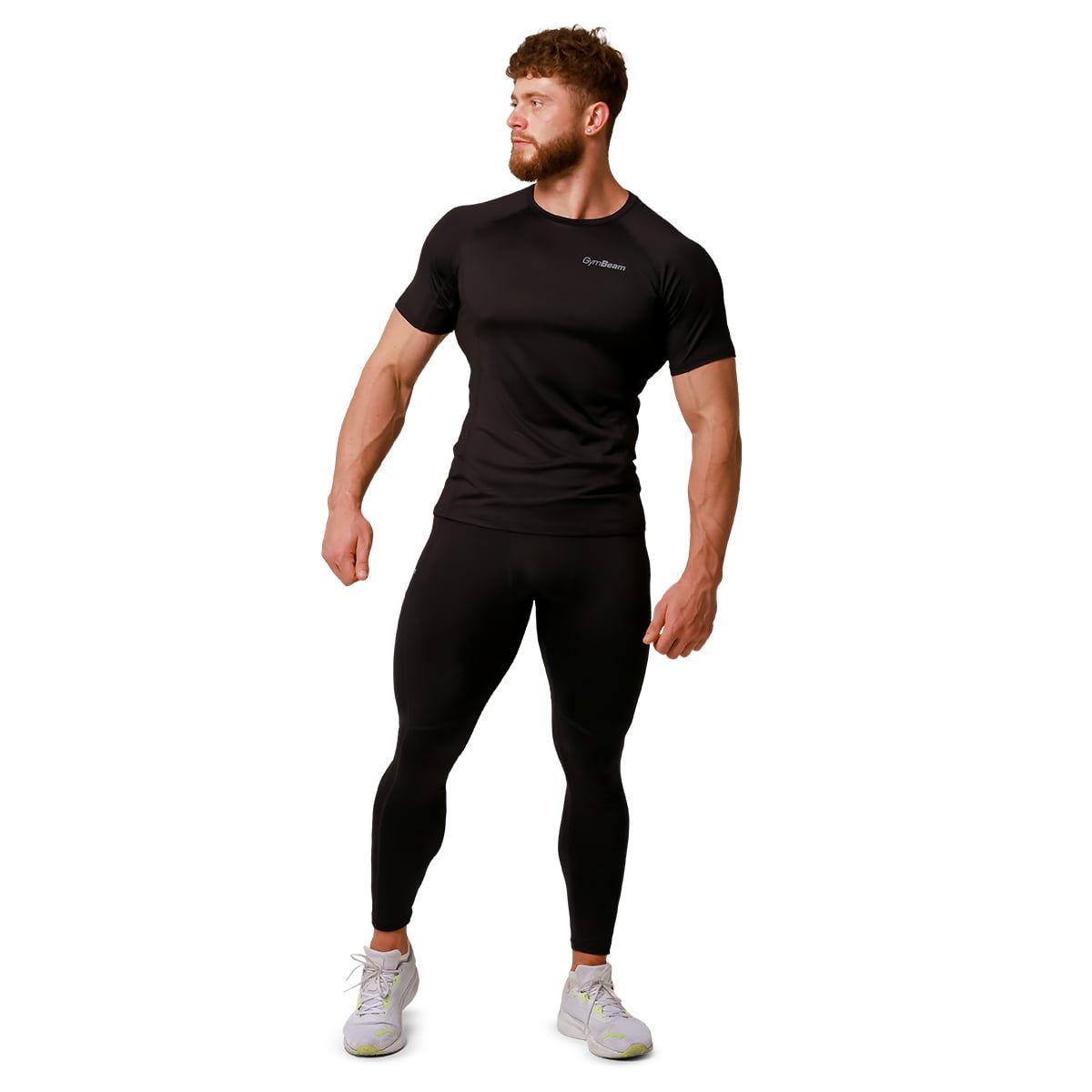 GymBeam Leggings uomo Pulse Running slim neri con tasche laterali