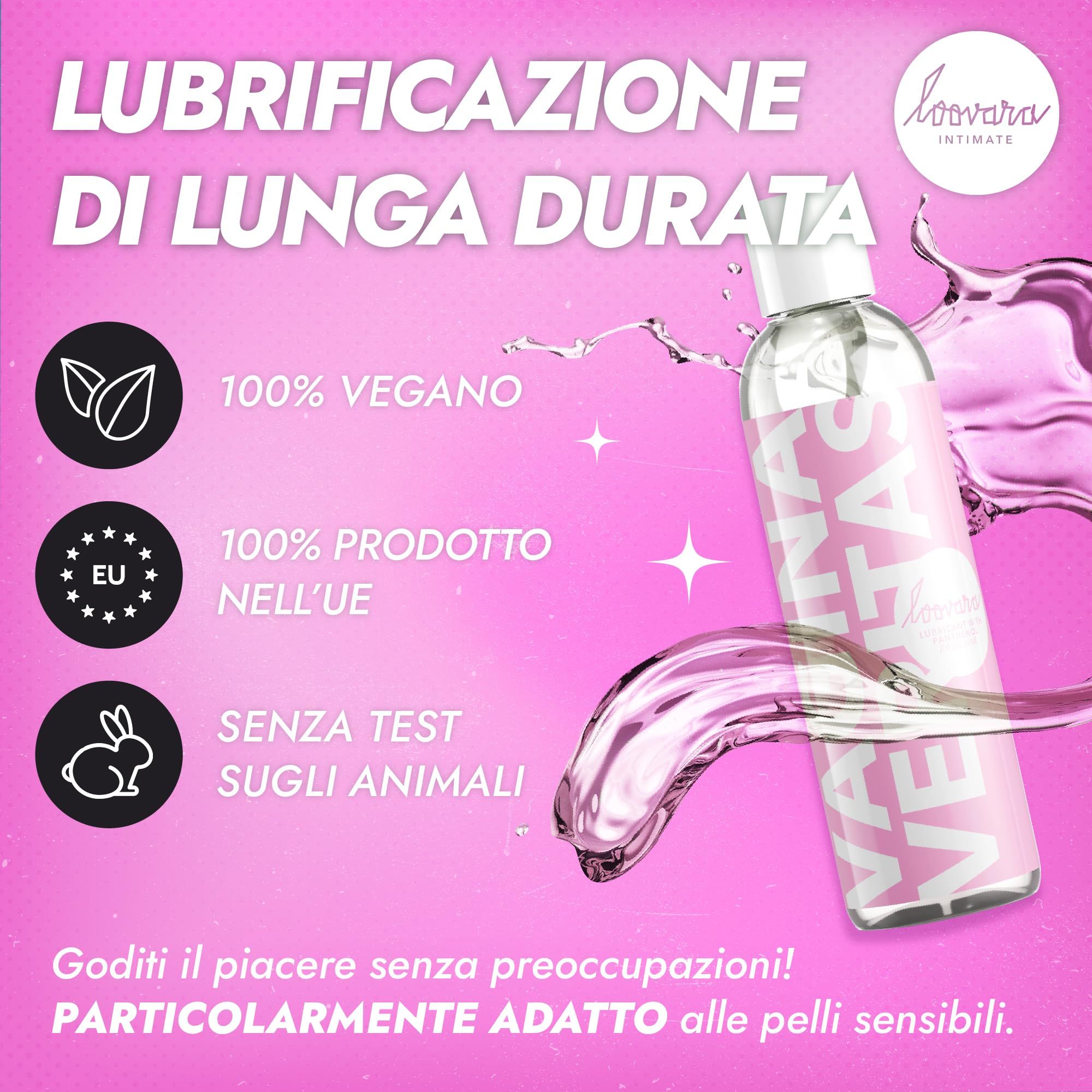 Lubrificante Loovara Vagina Veritas. Vegano, prodotto UE, cruelty-free. Per lubrificazione a lunga durata.
