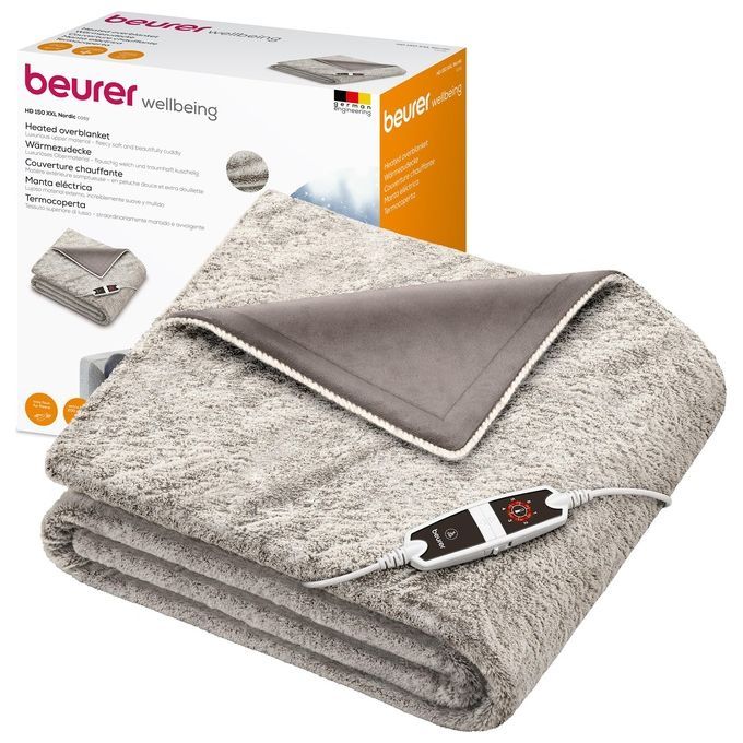 Beurer Coperta riscaldante elettrica nordica HD 150 XXL con spegnimento automatico, 200 x 150 cm, 6