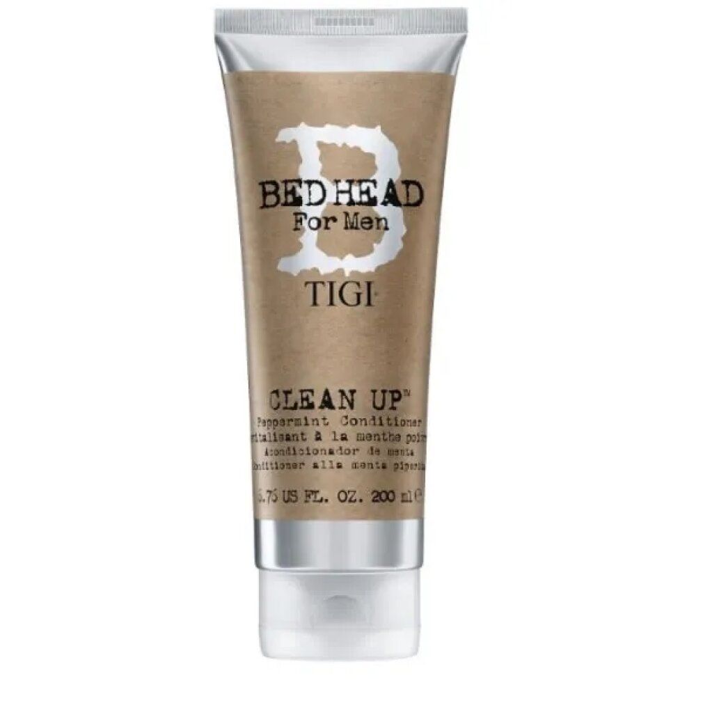 Tubo di balsamo. Marchio: Bed Head For Men, Tigi. Testo: Clean Up Peppermint Conditioner. 200 ml.