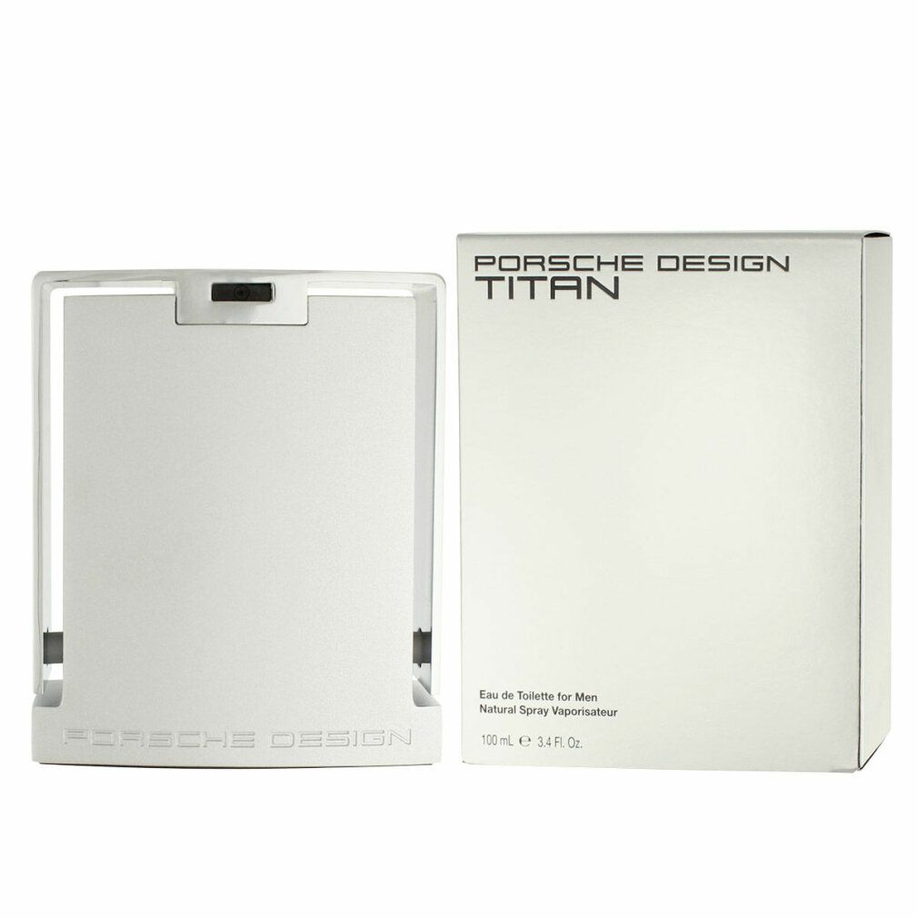 Flacone argentato e confezione rettangolare. Sulla confezione: "PORSCHE DESIGN TITAN".