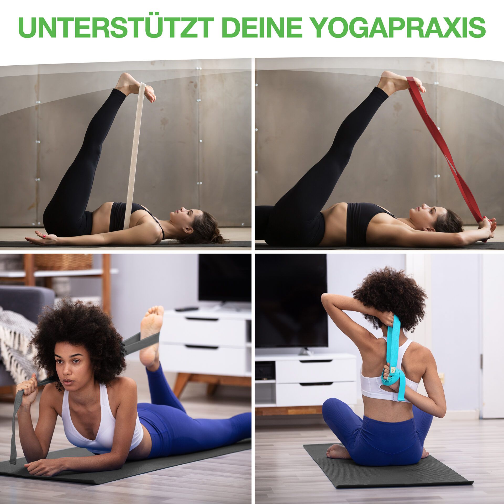 BACKLAxx ® Cintura Yoga in Cotone 250 cm di Lunghezza