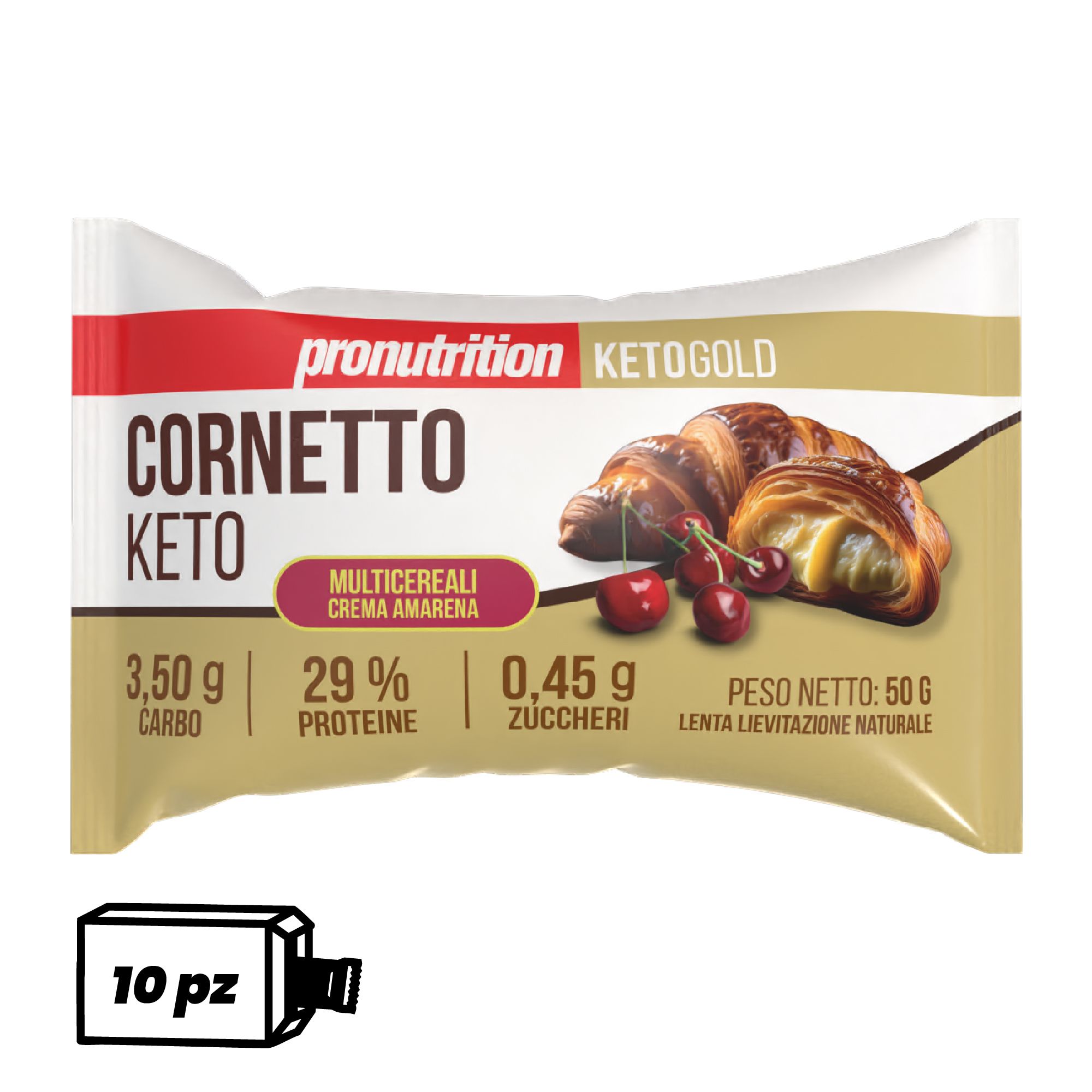 Pronutrition Cornetto keto multicereali (15 pezzi x 50 gr, Crema e amarena)