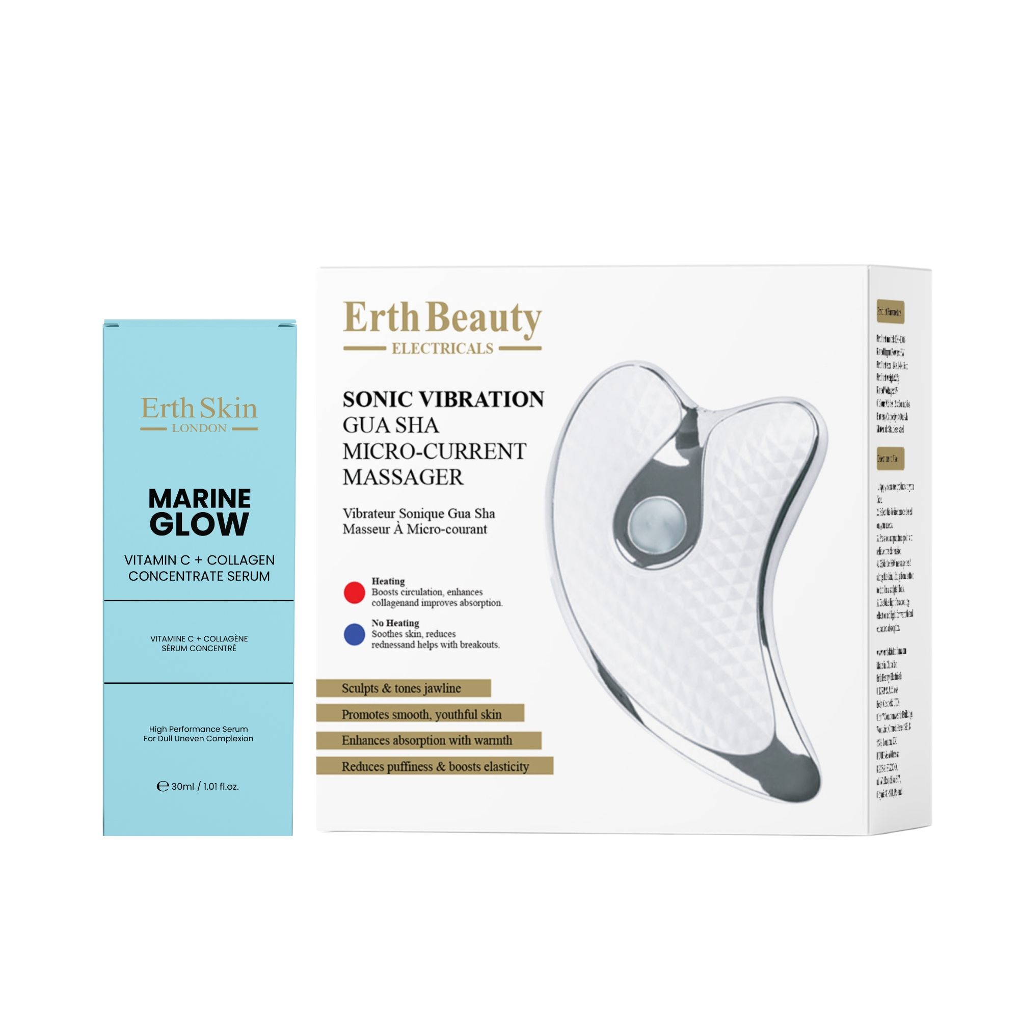 ErthSkin London Gua Sha Microcorrente Duo Vitamina C Collagene