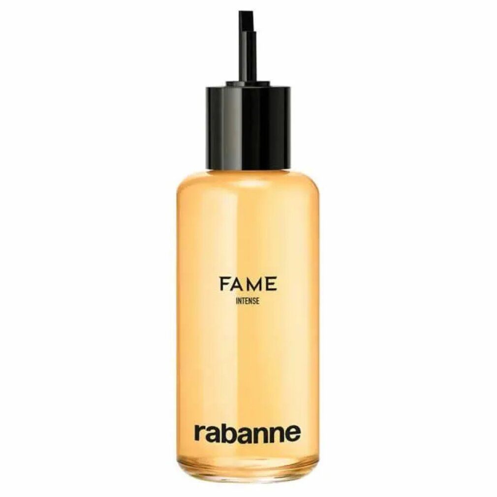 Flacone beige con tappo nero. Scritta: FAME INTENSE e rabanne.