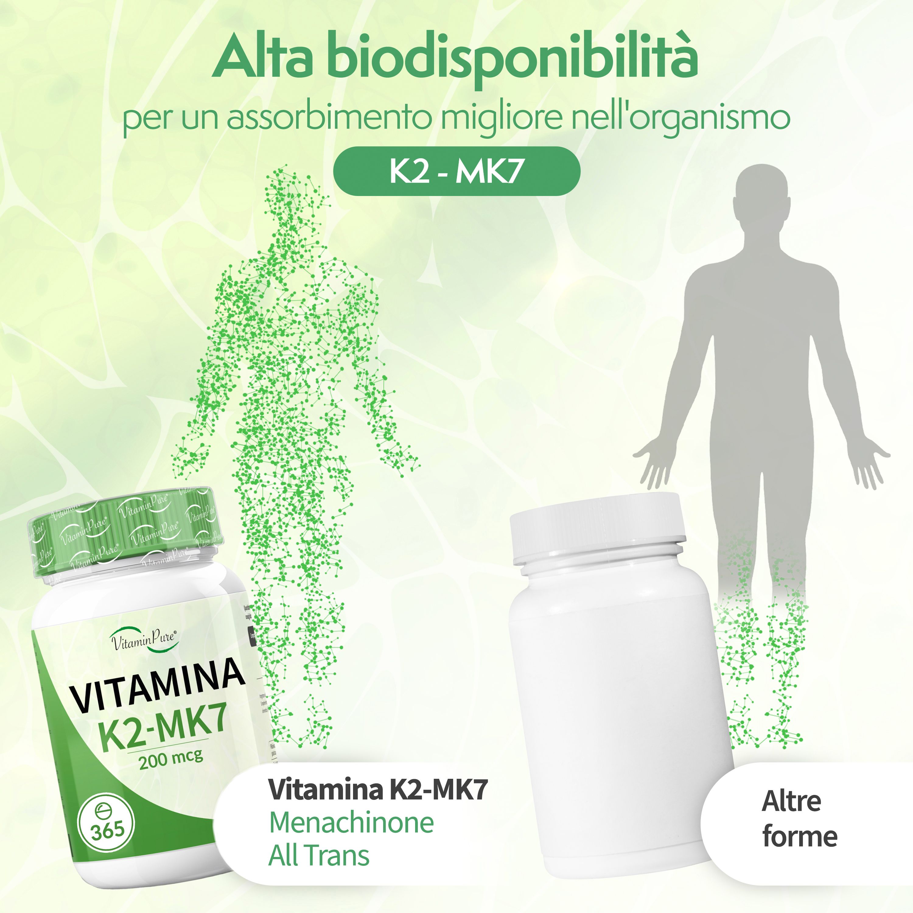 VitaminPure® Vitamina K2 MK7 Alto Dosaggio | Micro-compresse