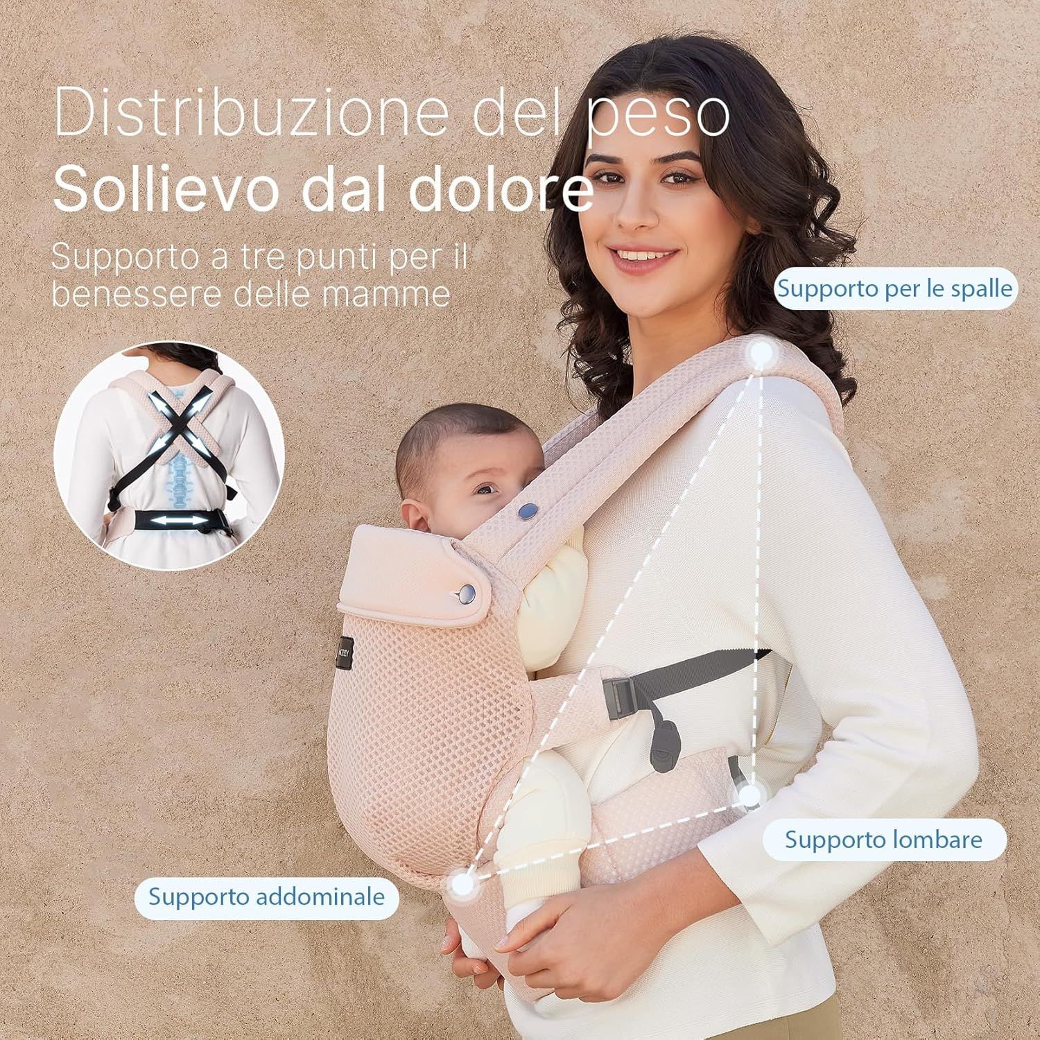 Momcozy Marsupio per Bambini Leggero e Traspirante Rosa