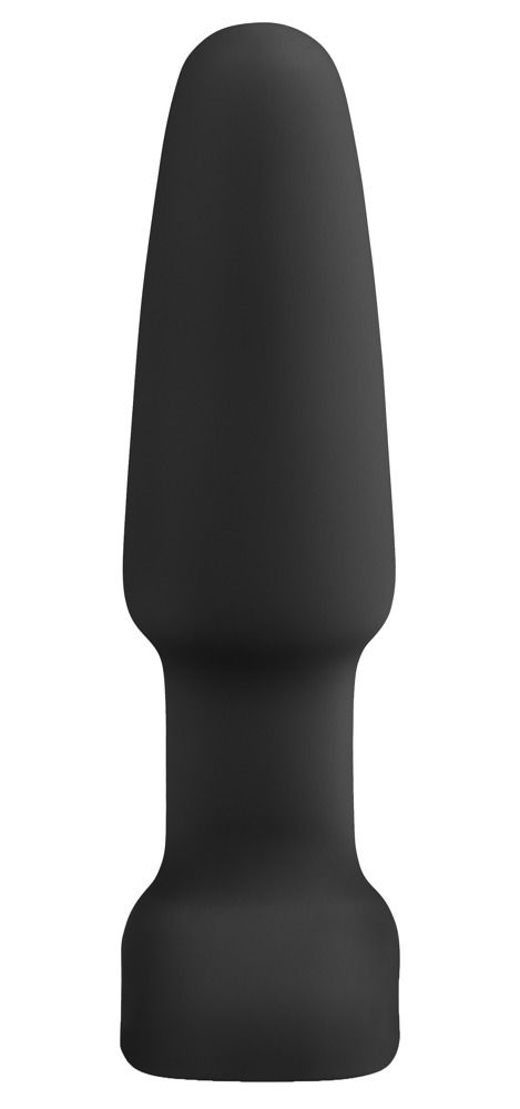 Vibratore anale nero con stelo scanalato e telecomando.