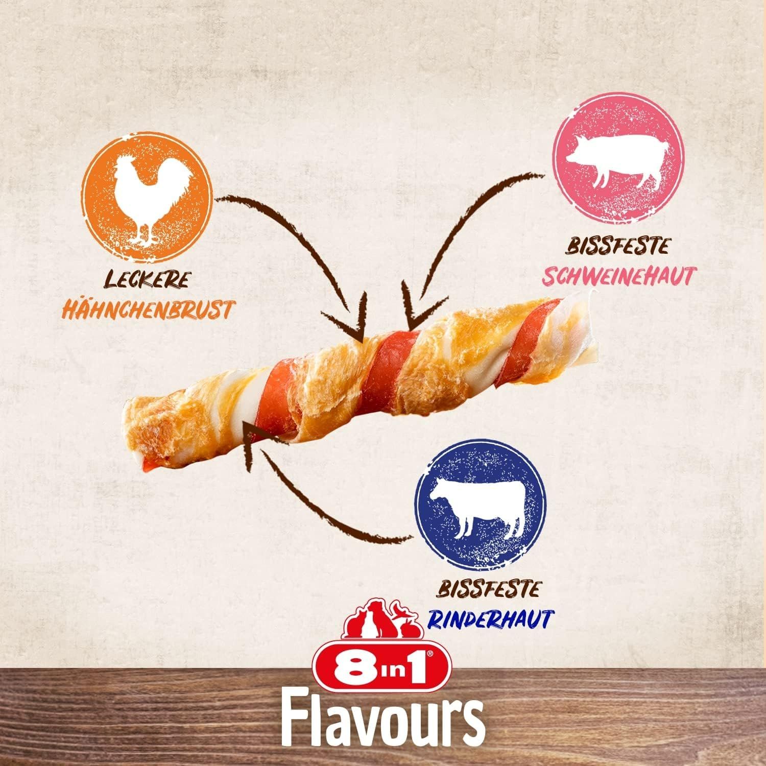 8in1 Triple Flavour Rolls Bastoncini da Masticare per Cani