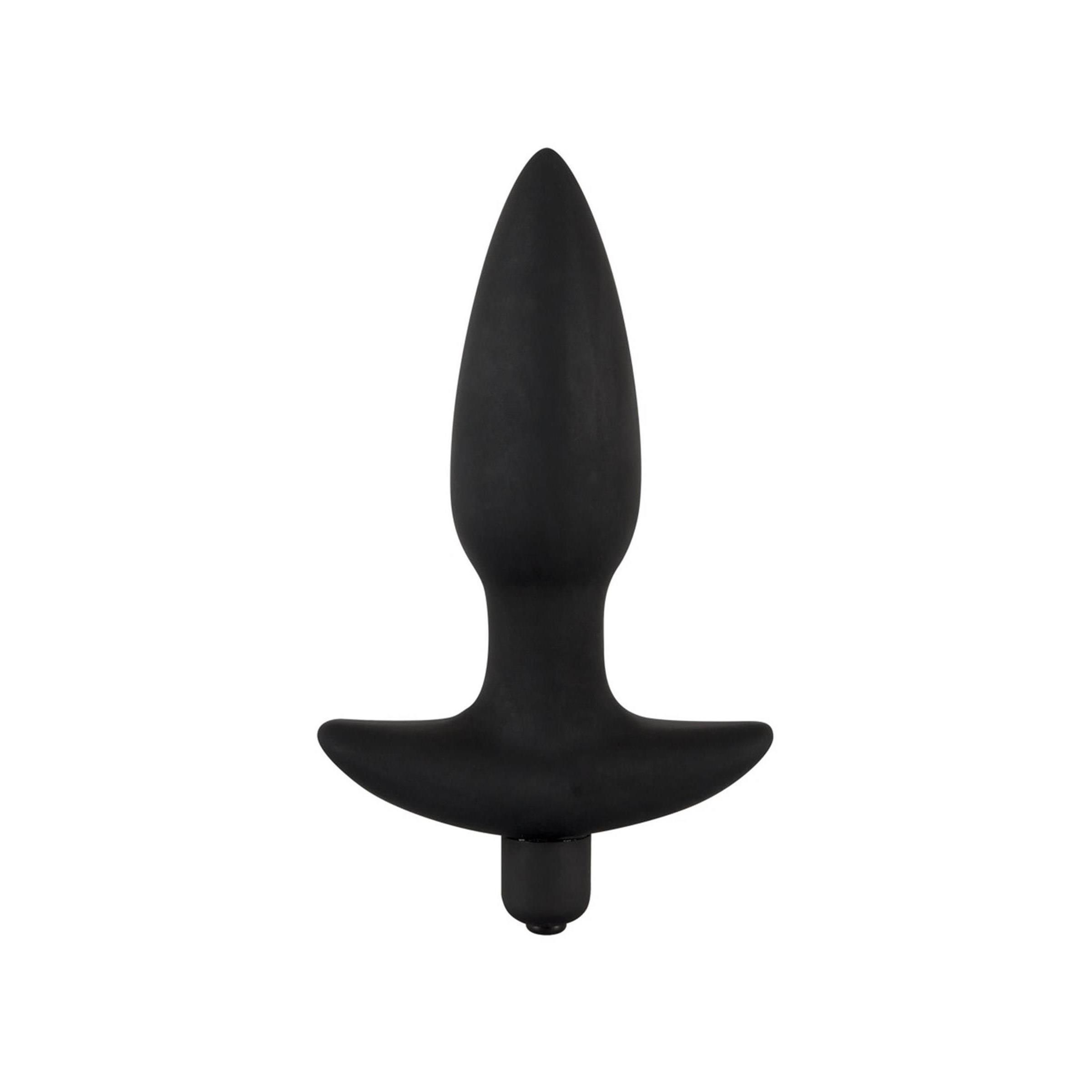 Plug anale nero. Conico con base a T. In silicone.