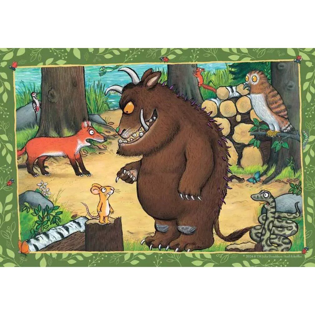 Puzzle con il motivo Gruffalo. Il Gruffalo è nella foresta, circondato da altri personaggi. Il puzzle è assemblato.
