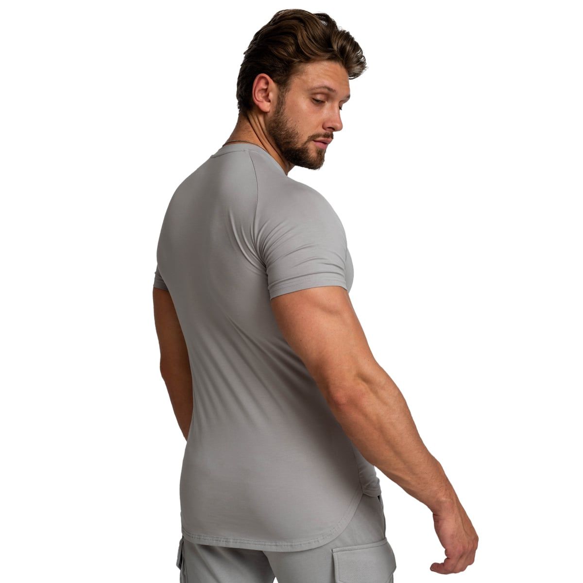 GymBeam Maglietta uomo TRN Fitted slim a manica corta Grey