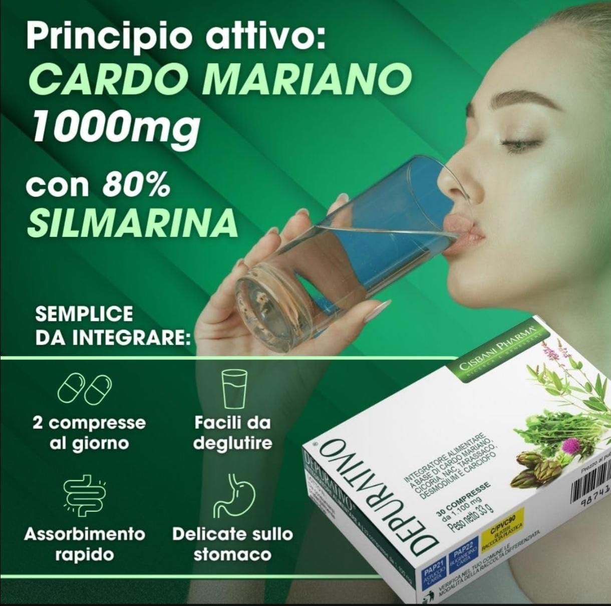 Depurativo Cisbani Pharma - integratore per depurare e la funzione epatica
