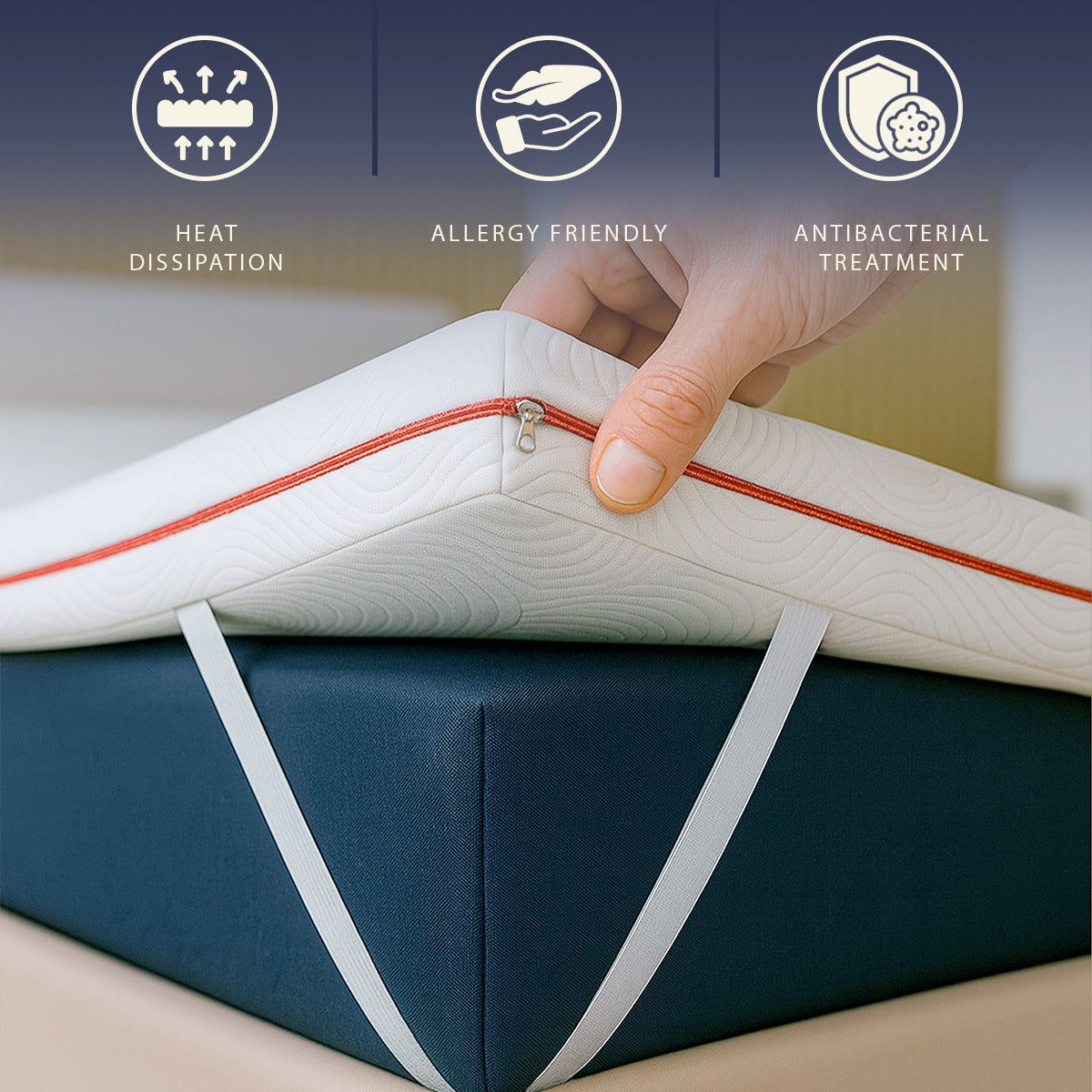 The White Stone Topper 120 x 190 in Memory Foam a 9 Zone Differenziate | Alto 5 cm