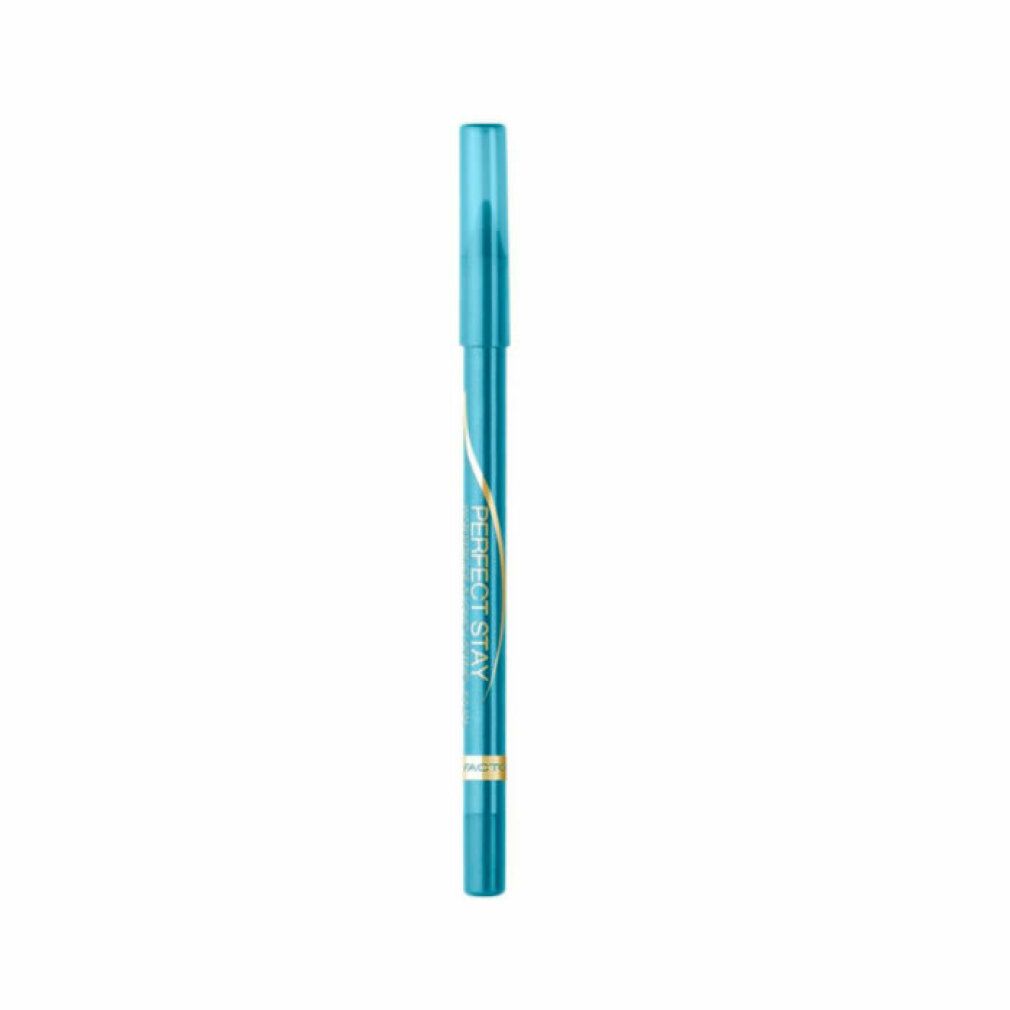 Matita kajal blu con cappuccio. Scritta: PERFECT STAY. Marchio: Max Factor.