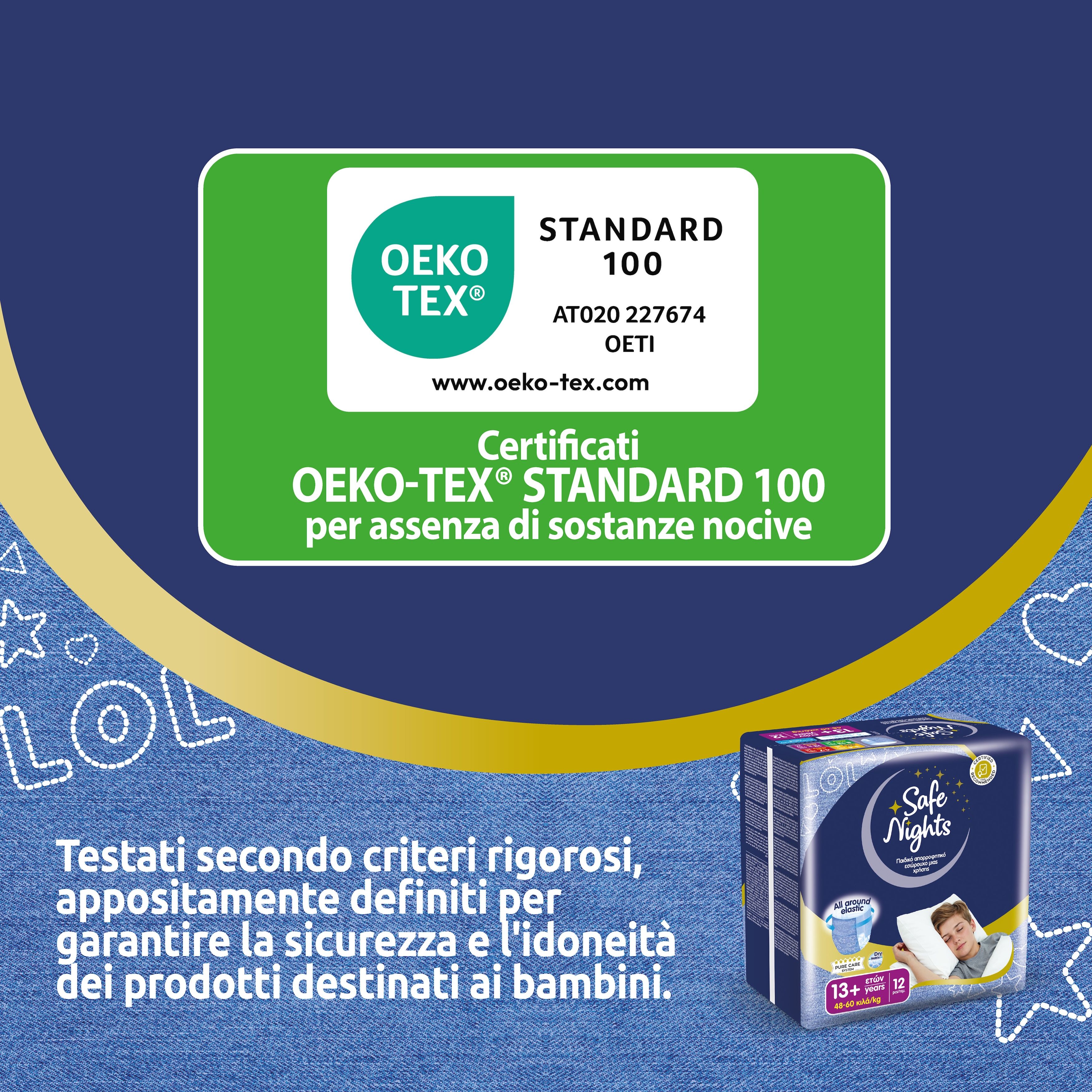 Babylino Safe Nights Boy, Mutandina Assorbente per la Notte per Bambino 13+ anni (48-60kg), 12 Unità