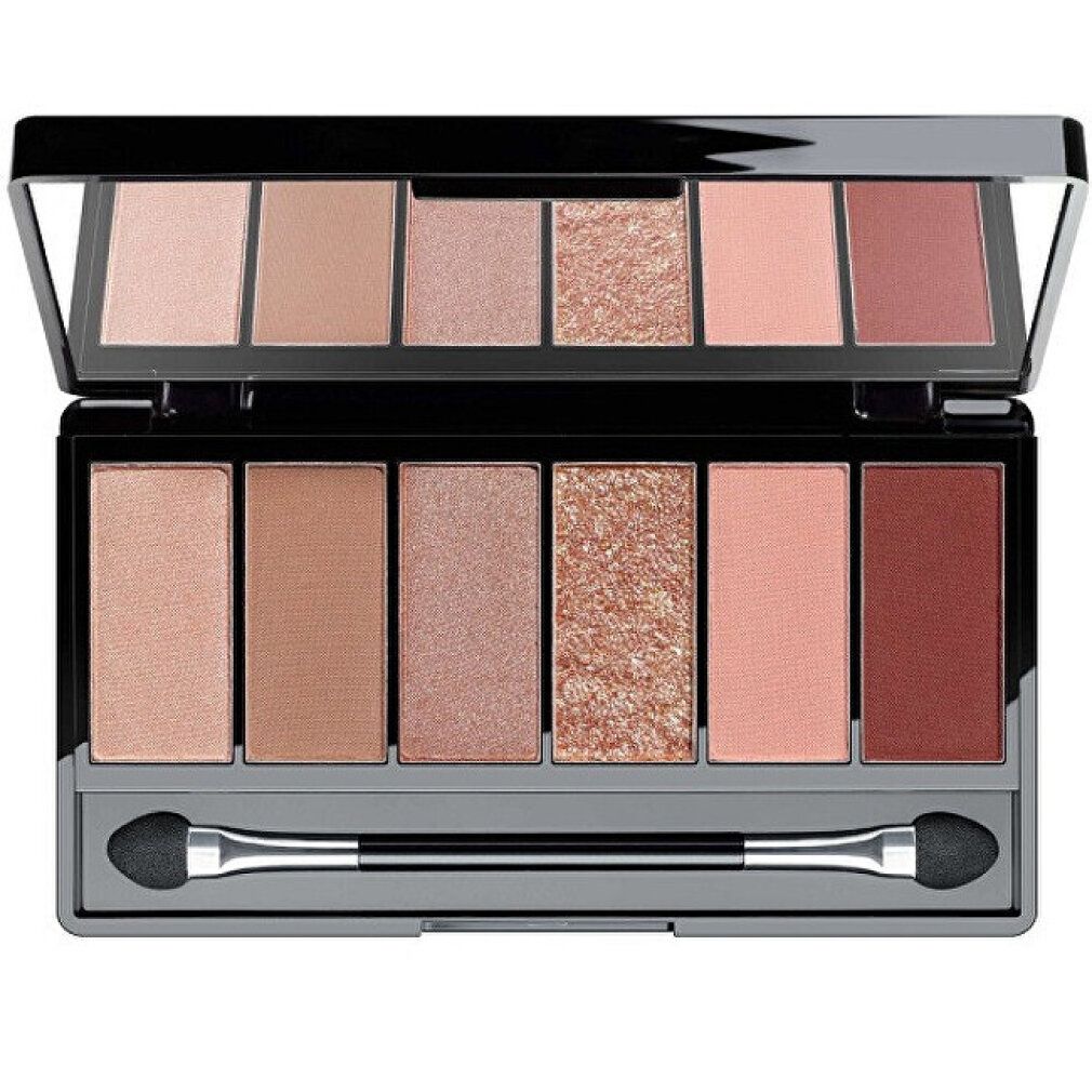 Palette ombretti con 7 tonalità e applicatore. Cornice nera, specchio nel coperchio.