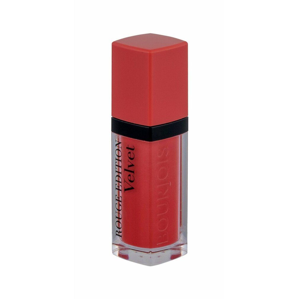 Rossetto in confezione di vetro rettangolare con coperchio rosso. Scritta: Rouge Edition Velvet.