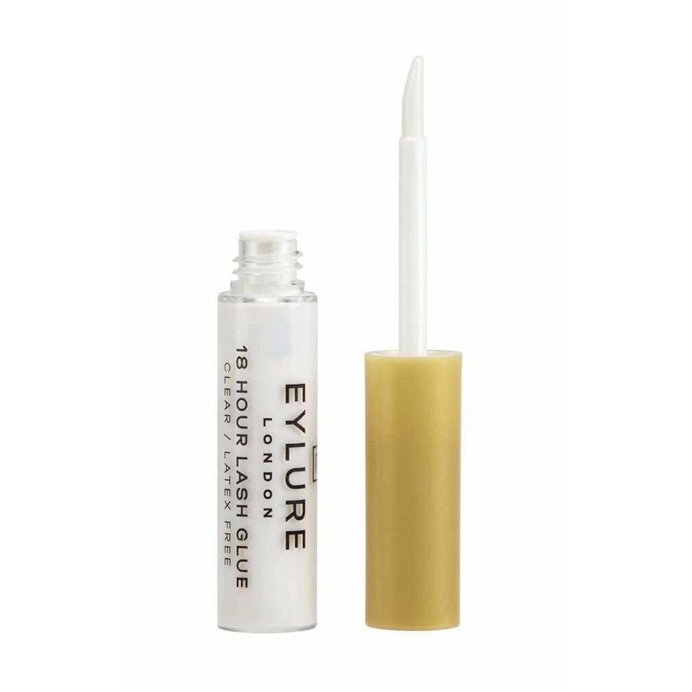 Colla per ciglia Eylure 18 Hour Clear Finish. Flacone con applicatore e tappo dorato. Informazioni sull'etichetta.