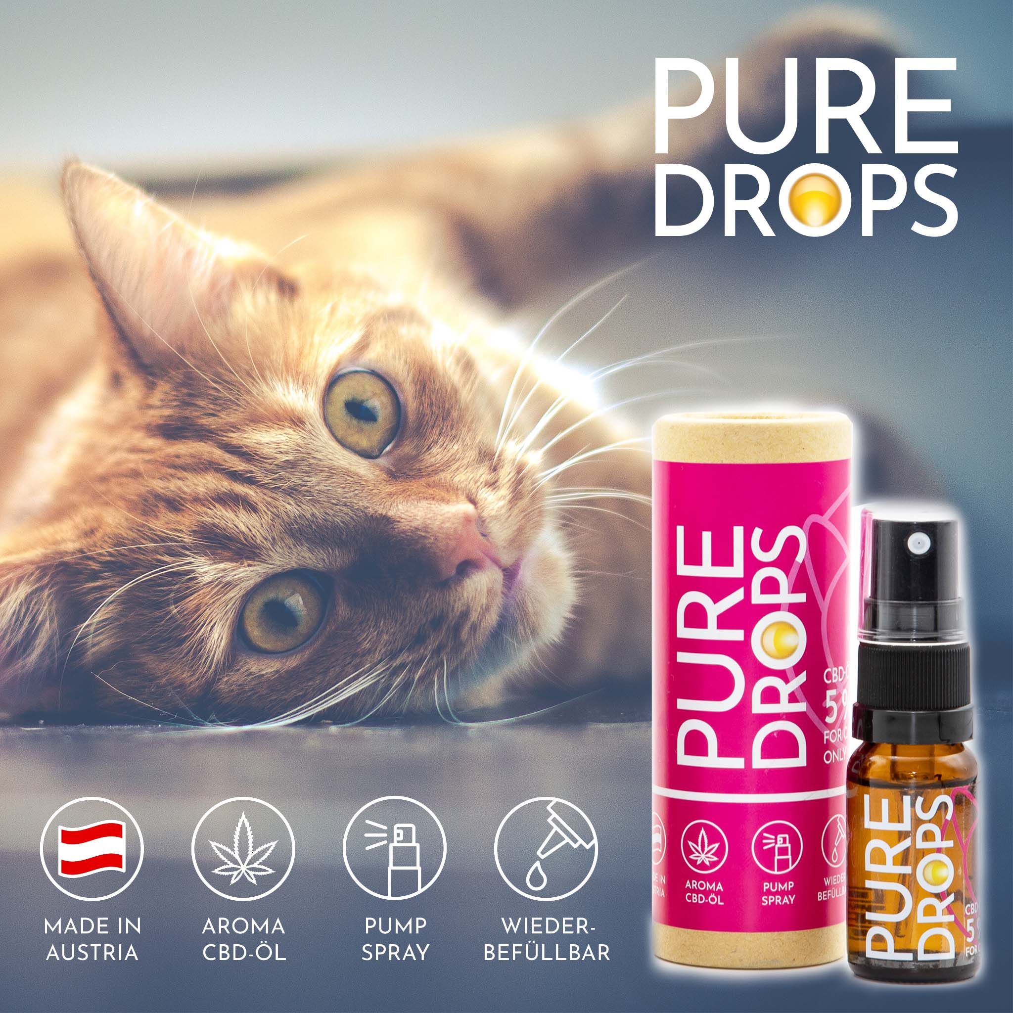 PURE DROPS CBD ÖL 5% 2+1 Gratis per gatti e animali dall'Austria