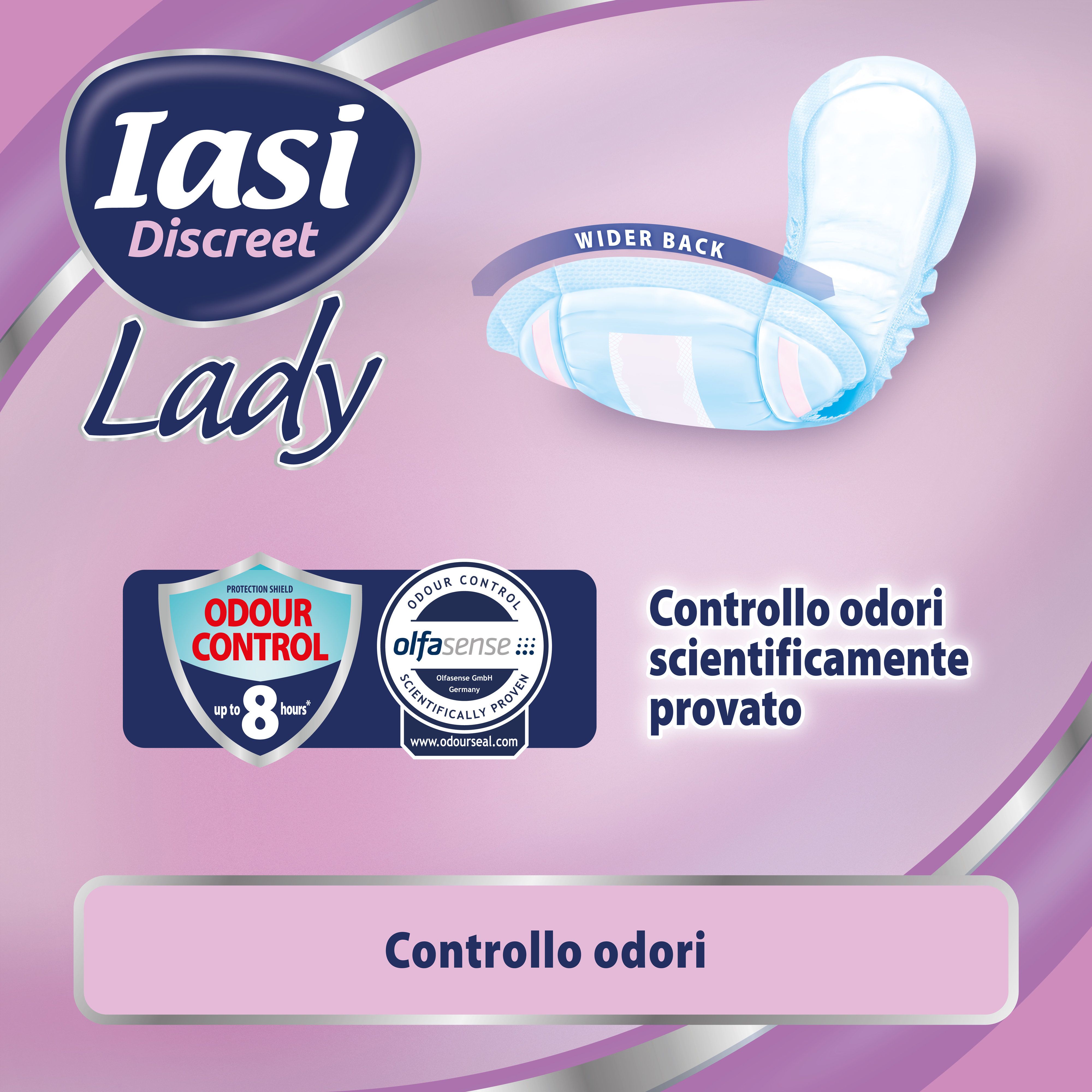IASI Discreet LADY, Assorbenti per perdite urinarie Femminili Moderate, Taglia XL, 10 Unità