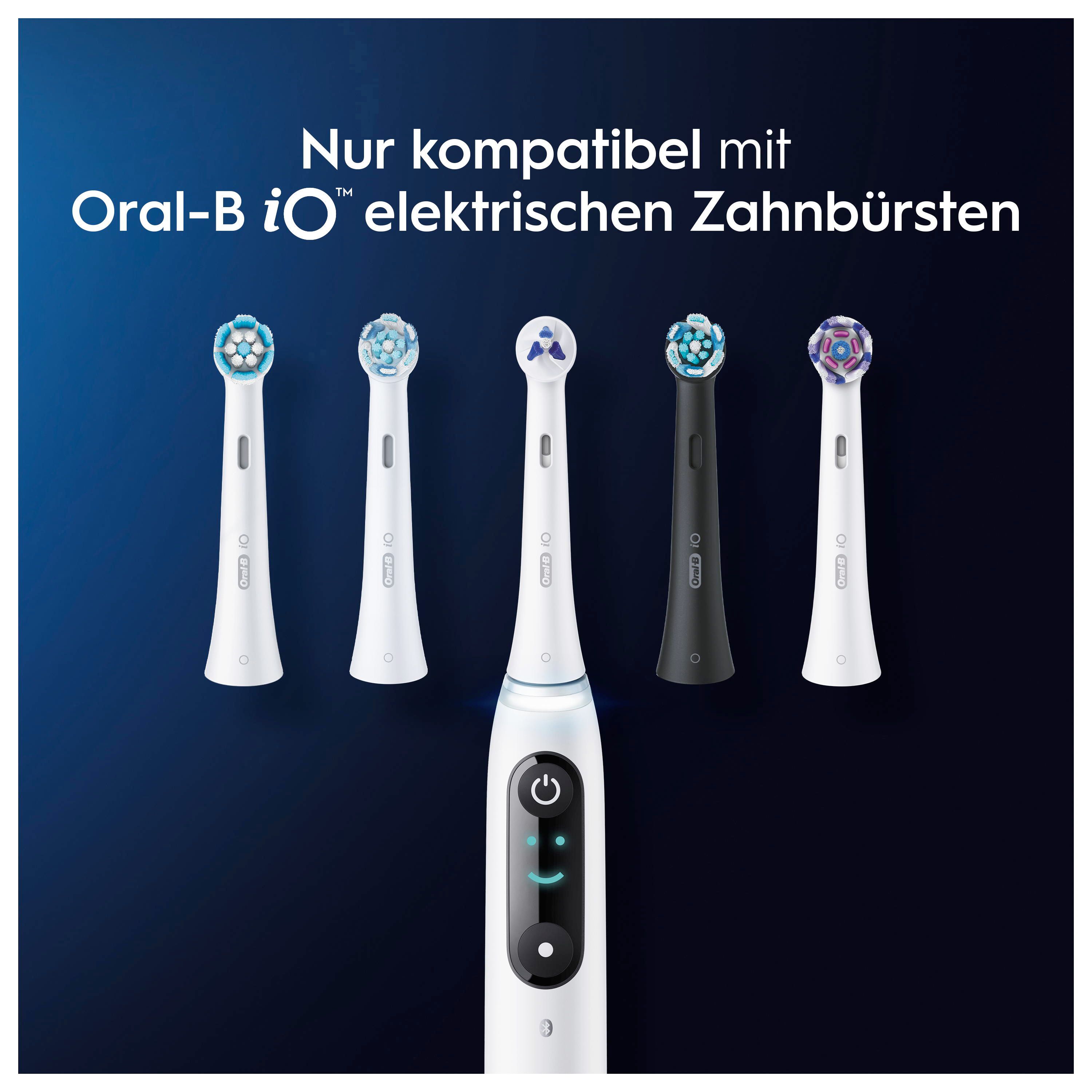 Diverse testine e uno spazzolino elettrico. Compatibile solo con Oral-B iO. Diversi colori.
