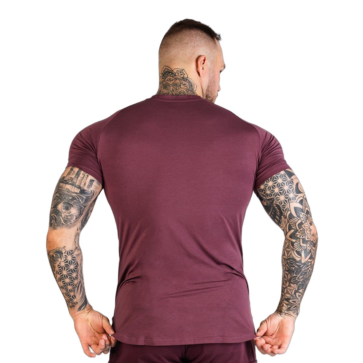 GymBeam T-shirt uomo TRN Fitted slim in cotone modal ed elastan melanzana