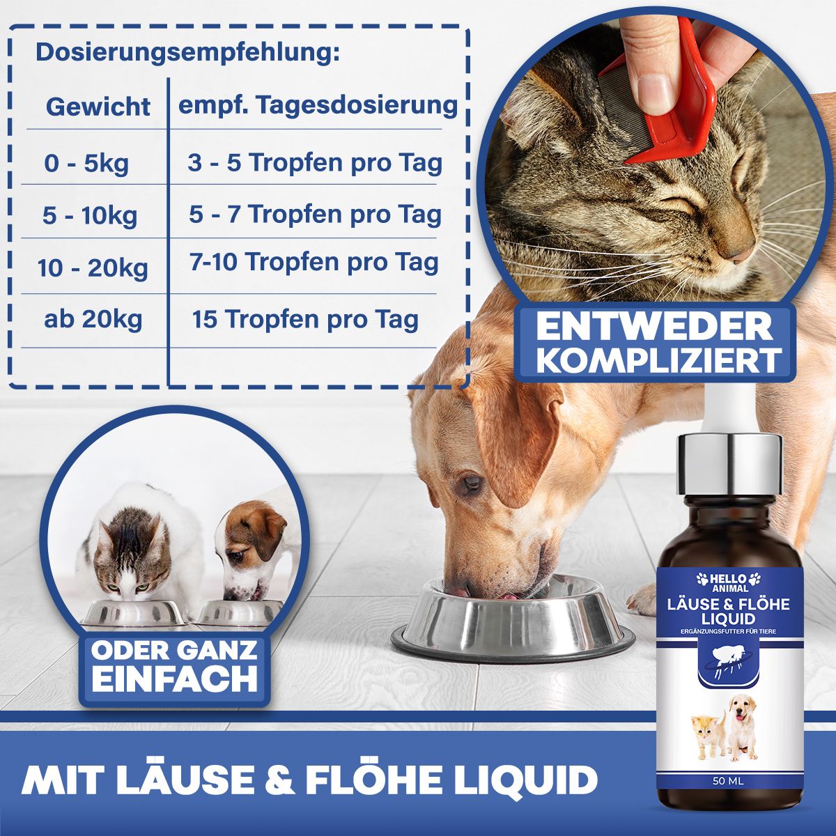 Hello Animal® Liquido antipidocchi e antipulci per animali