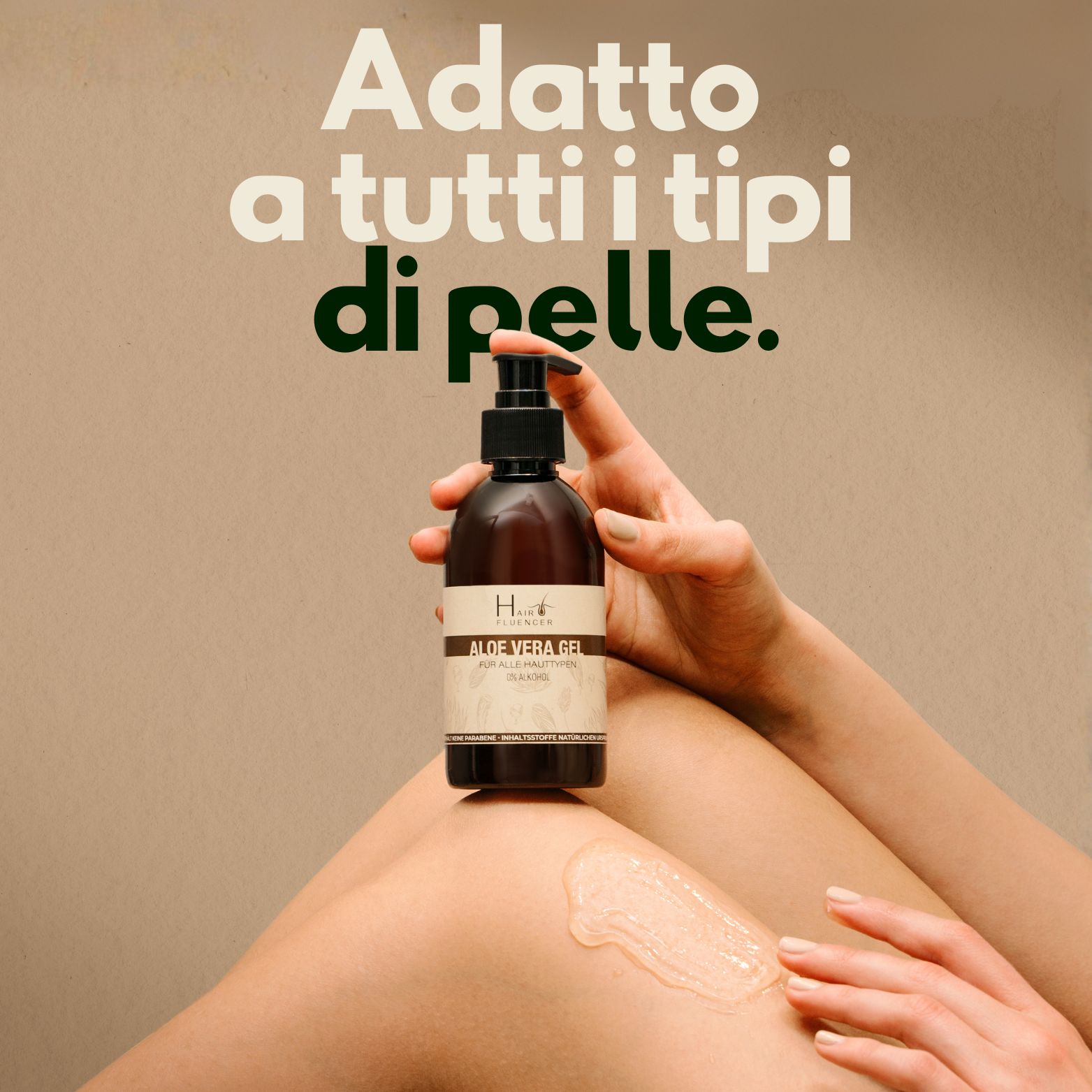 Pianta di aloe vera con testo 'Ingredienti di origine naturale'.