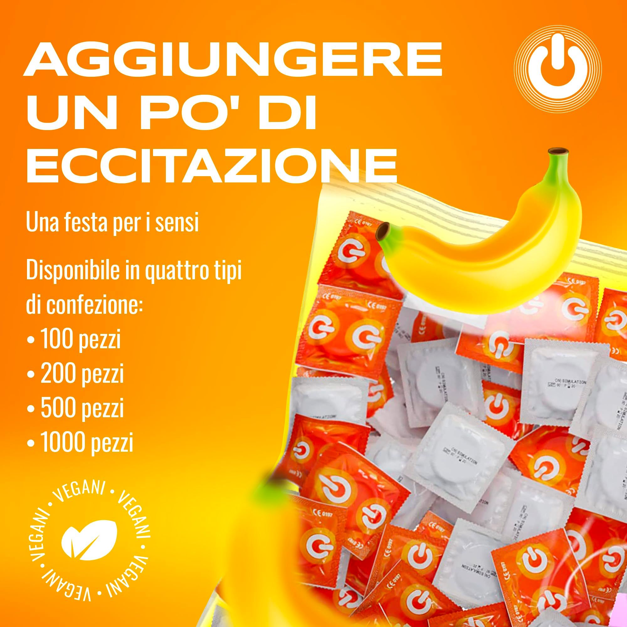 Confezioni da 100, 200, 500, 1000 preservativi, certificati vegan.