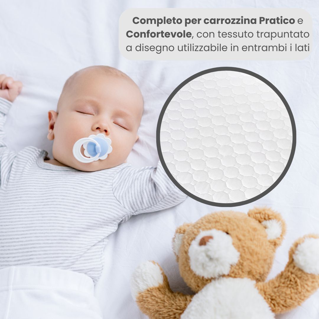 IDELIO Materassino Carrozzina Navicella Neonato Completo di Guanciale