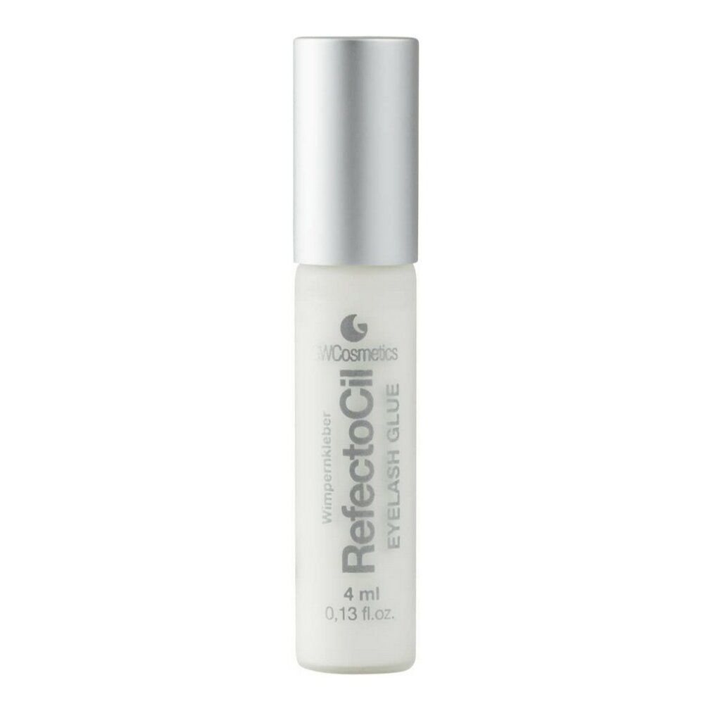 Flacone con tappo argentato. Scritta: RefectoCil Eyelash Glue. Indicazione del volume: 4 ml.