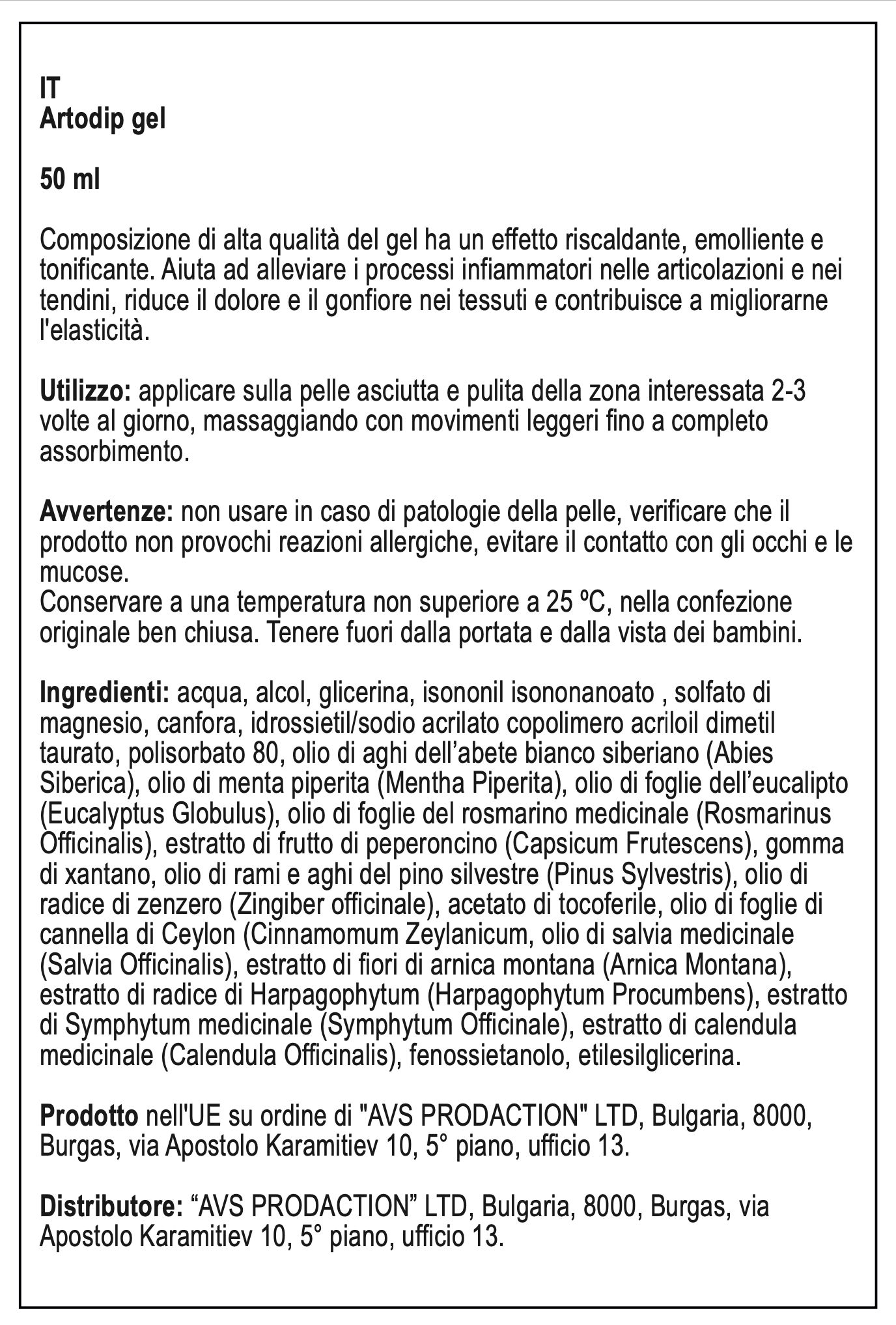 Artodip Gel – Gel naturale ad azione cosmetica