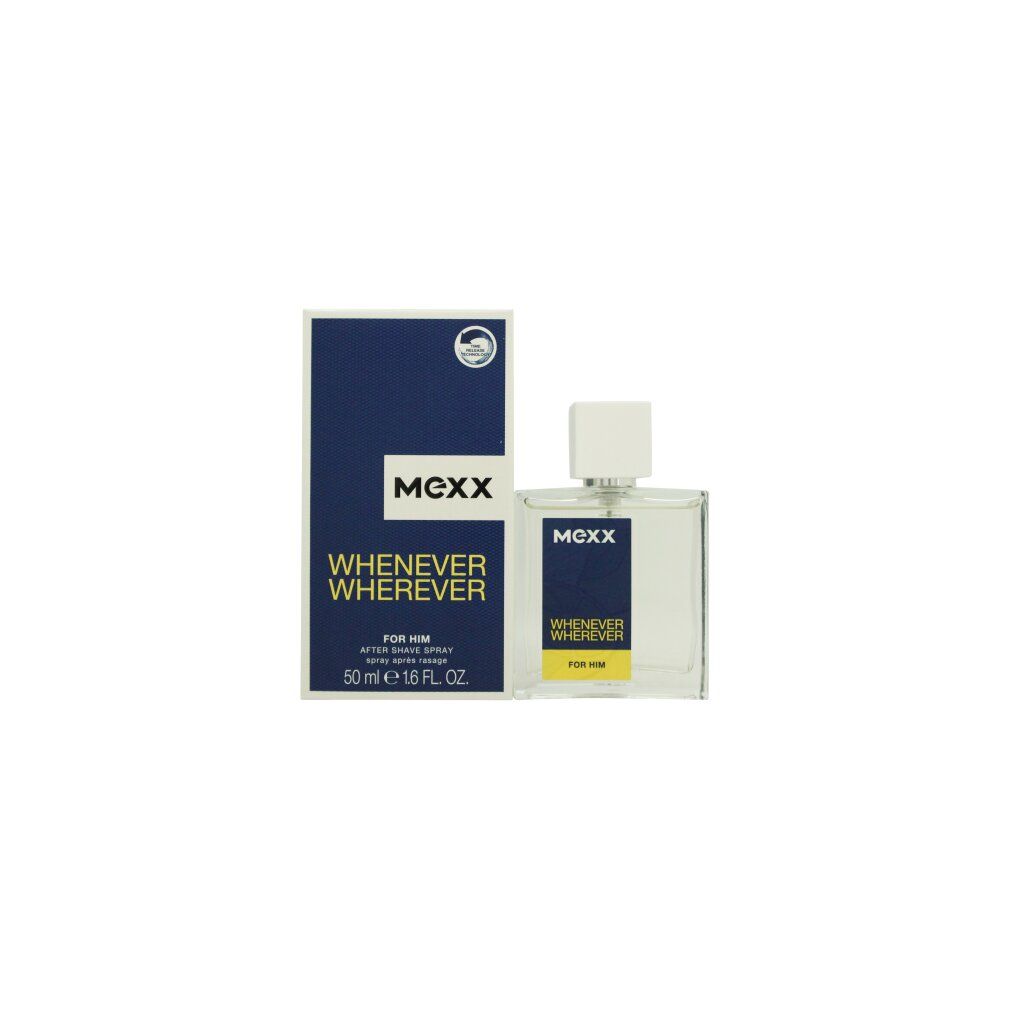 Flacone e confezione con logo e scritta. Scritta: Whenever Wherever, For Him. 50 ml.