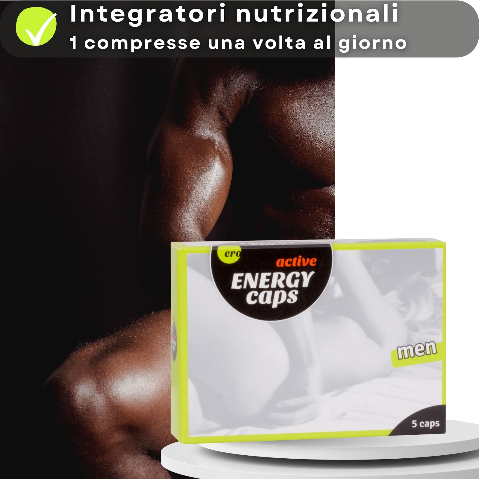 Retro della confezione "Ero active ENERGY caps" con informazioni nutrizionali.