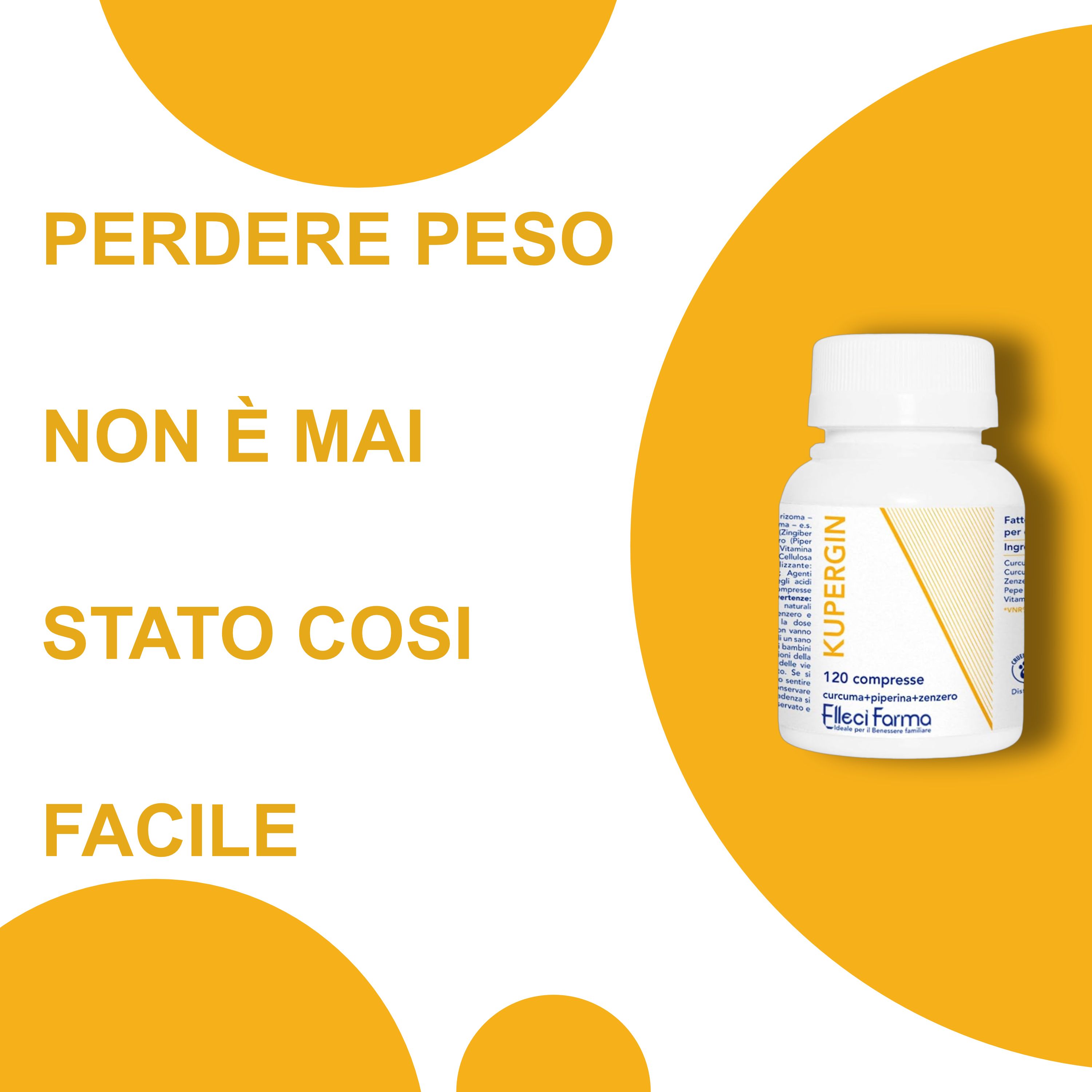 Ellecci Farma - Kupergin Brucia Grassi Potente con Curcuma e Piperina, Detox e Drenante, 120 cpr