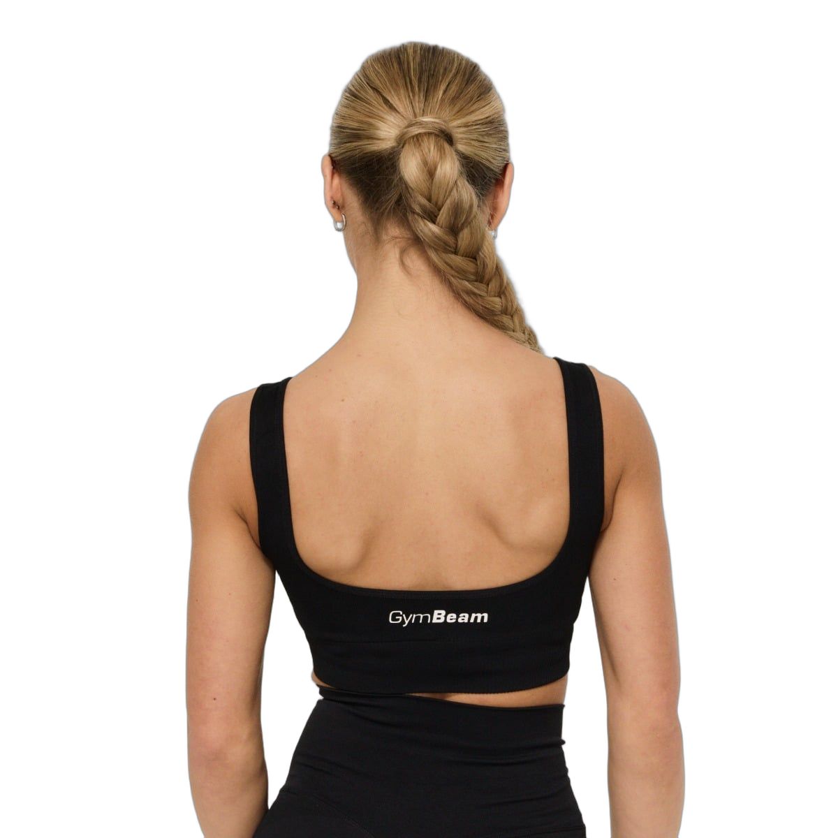 GymBeam Bralette donna senza cuciture a coste con imbottitura rimovibile nera