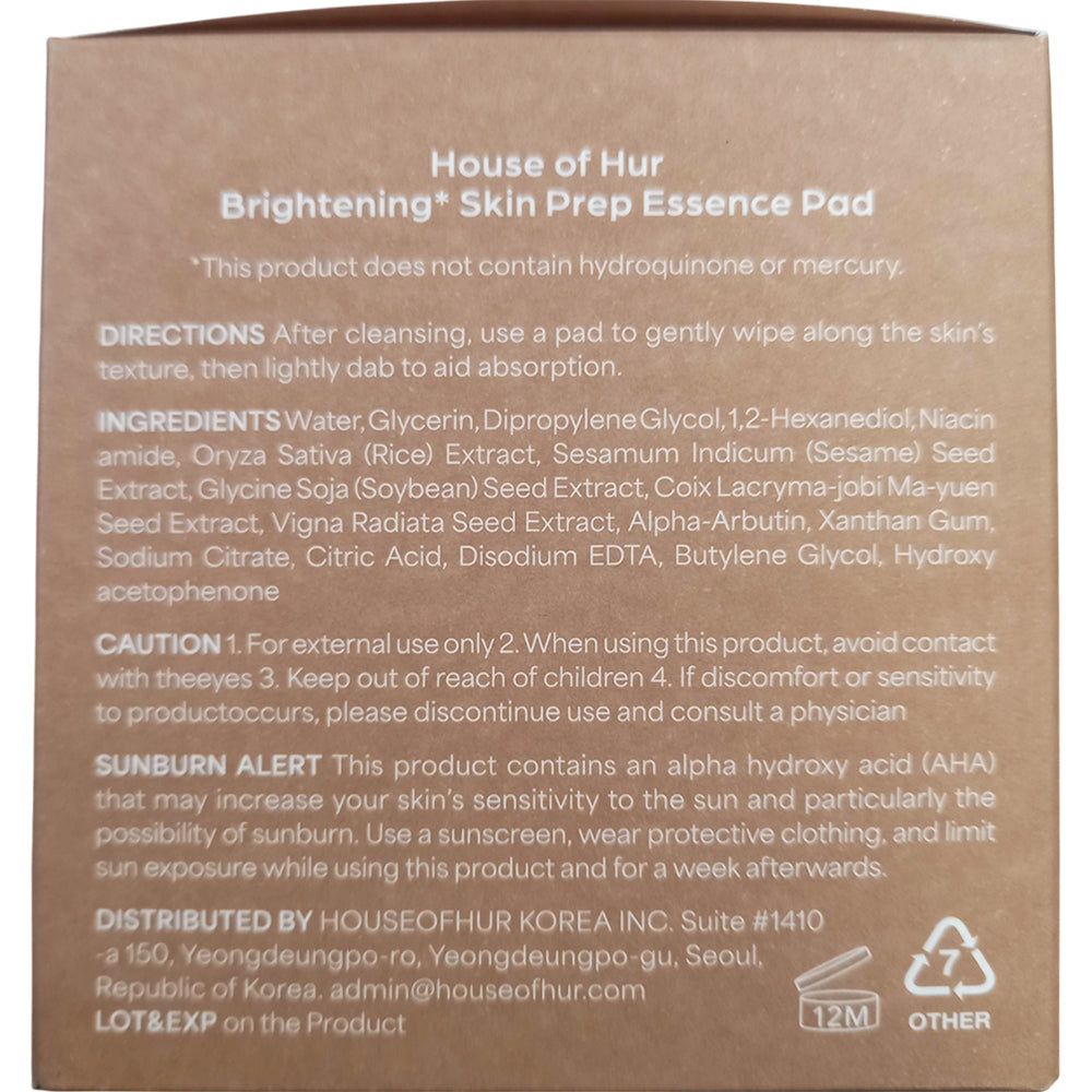 Pad HOUSE OF HUR Brightening Skin Prep Essence
