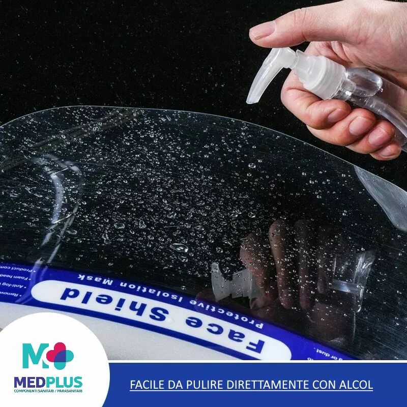 VISIERA PROTETTIVA SCHERMO FACCIALE DI SICUREZZA PARAFIATO 100% TRASPARENTE PC