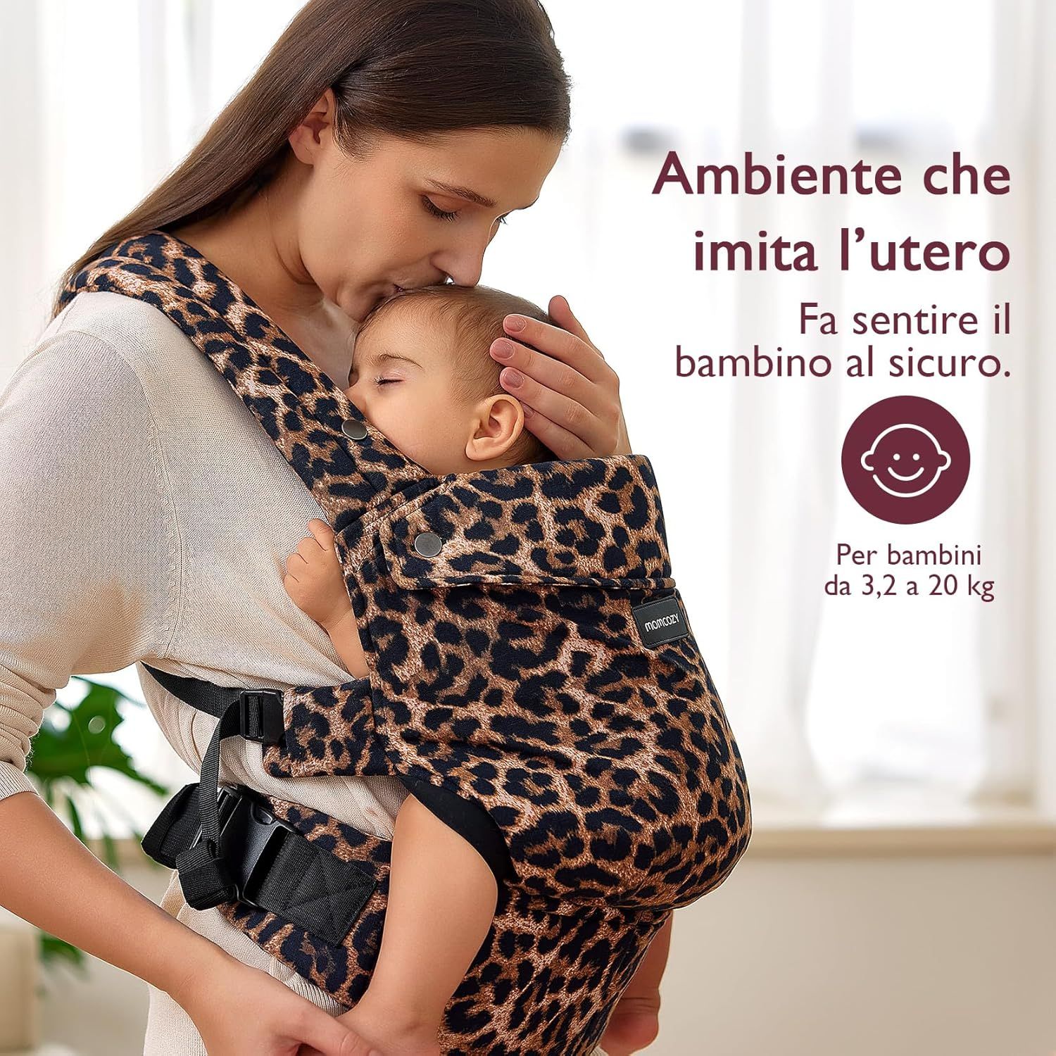 Momcozy Marsupio per Bambini Leggero e Traspirante Leopardato