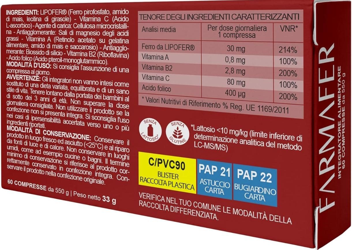 Cisbani Pharma FarmaFER - Integratore alimentare a base di Ferro, Vitamine e Acido Folico