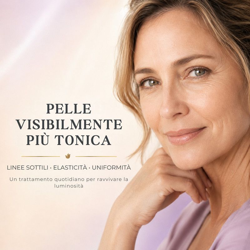 Donna con pelle liscia che si tocca la guancia.