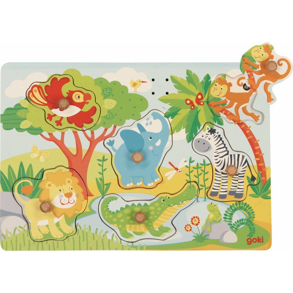 Puzzle in legno goki con i suoni degli animali dello zoo