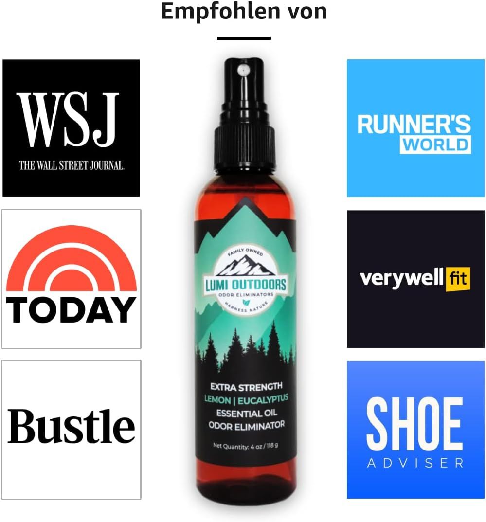 Flacone di prodotto accanto ai loghi di WSJ, TODAY, Runner's World, Bustle, verywell fit e Shoe Advisor.