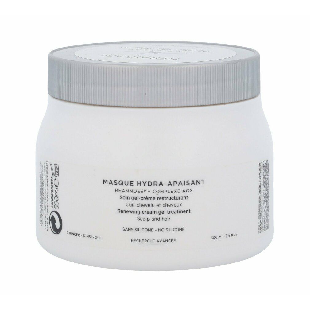 Barattolo bianco con coperchio grigio. Scritta: MASQUE HYDRA-APAISANT. Testo in francese. Stampa: 500ml.