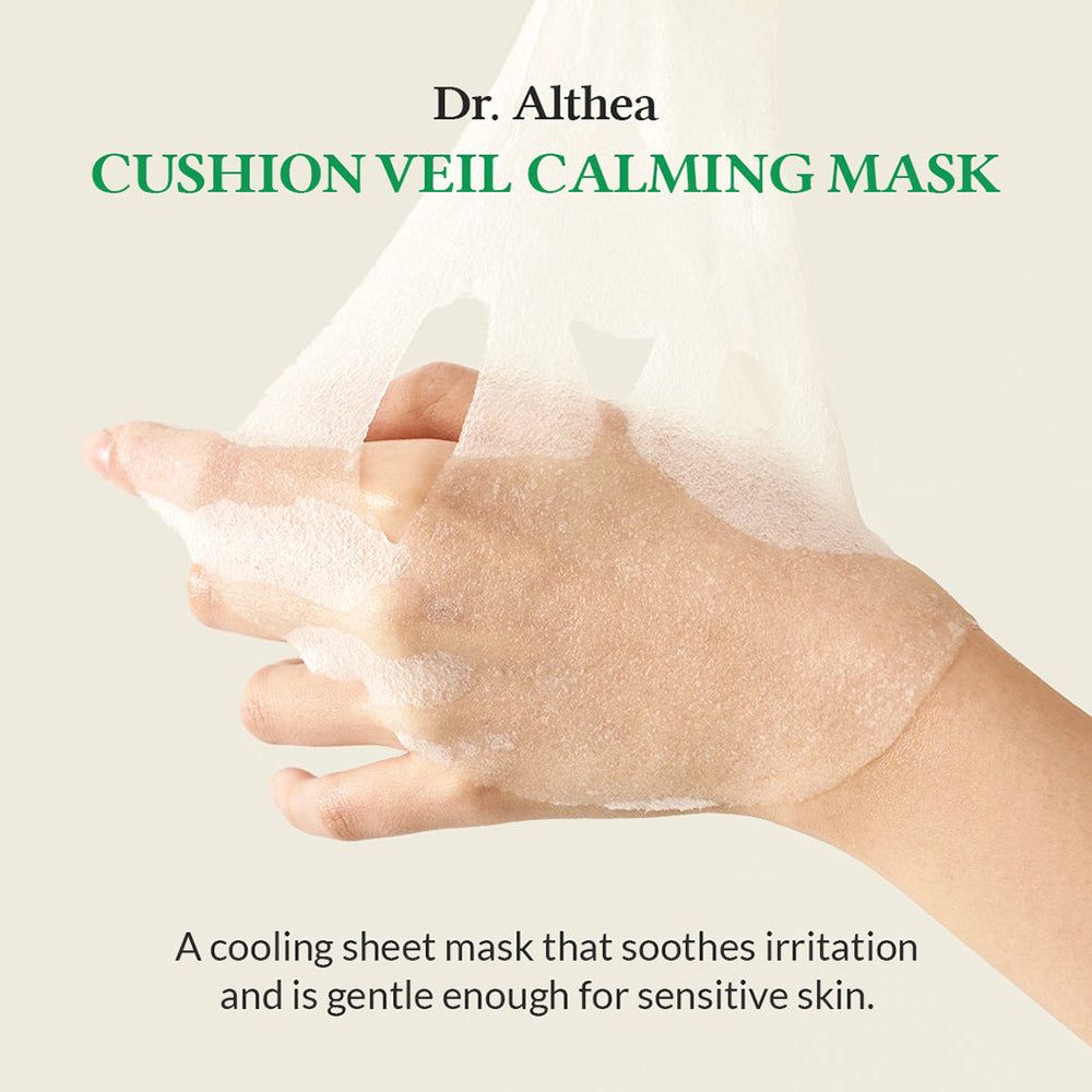 Maschera lenitiva Dr. Althea Cushion Veil: Una maschera in tessuto rinfrescante che lenisce le irritazioni.