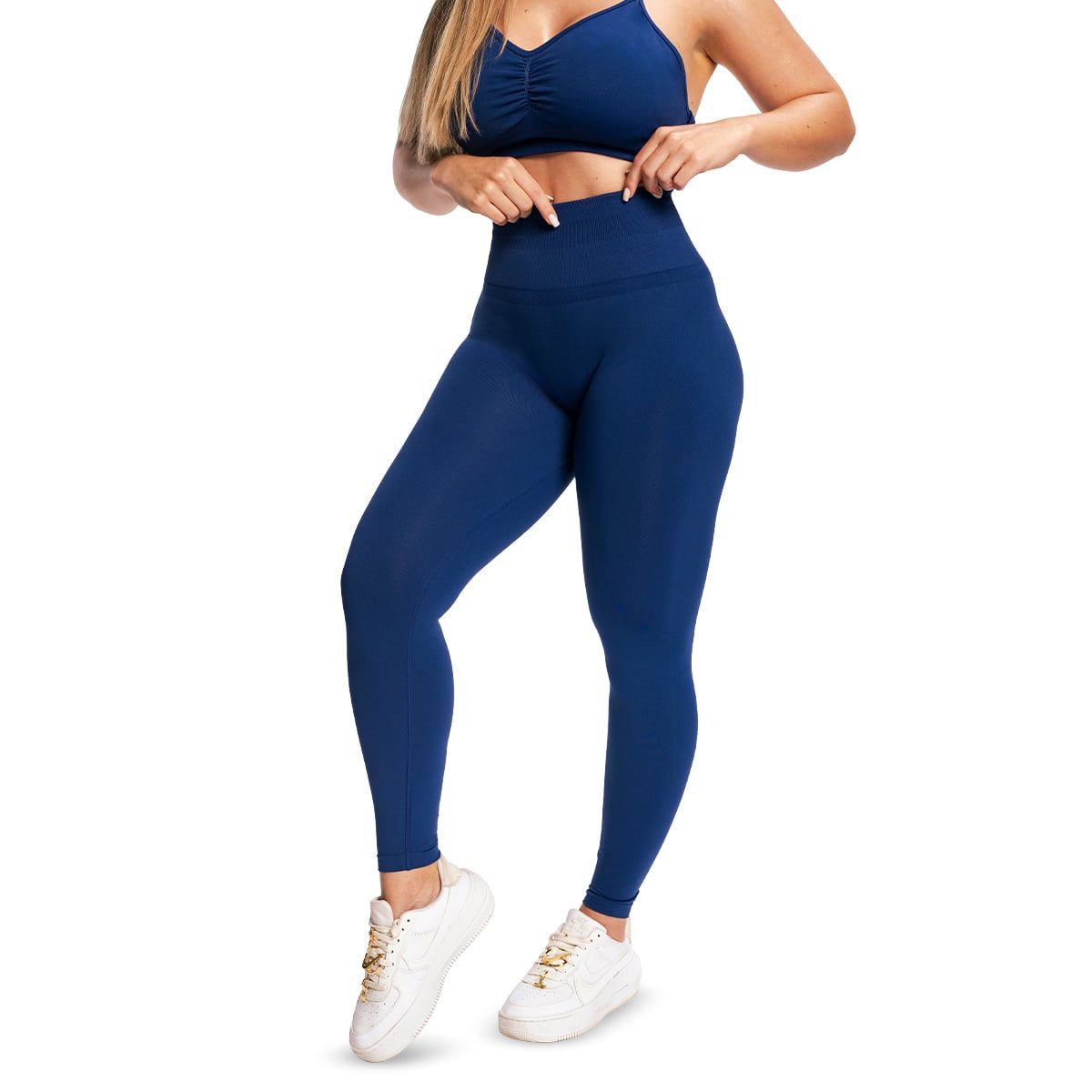 GymBeam Leggings donna Sculpt Seamless a vita alta in nylon e elastan blu navy